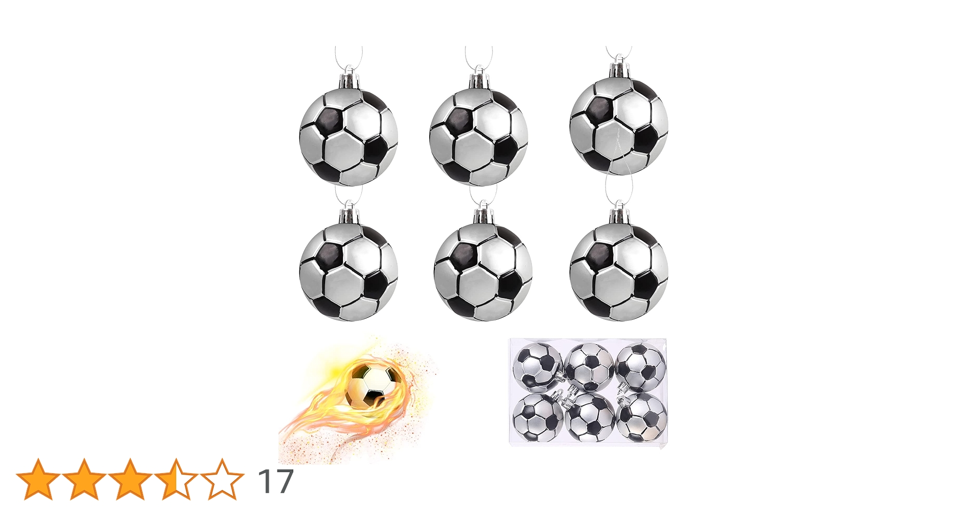 Toyvian 6pcs Christmas Football Ornaments Christmas Tree Ball Decorations For Football Sports Theme Christmas Holiday Party Decorations
