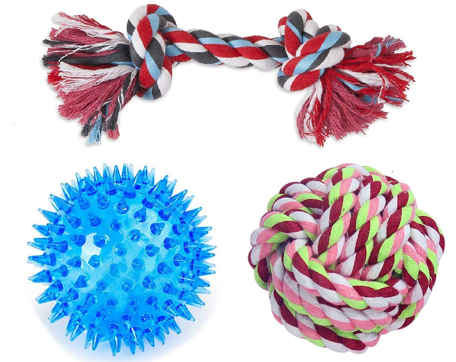 PETS EMPIRE 2 Knot Puppy Rope Toy LED Spike & Squeaky Chew Ball and Puppy Cotton Ball for Small Dogs (Combo of 3) (B07X6J2NDY) Amazon Price History, Amazon Price Tracker