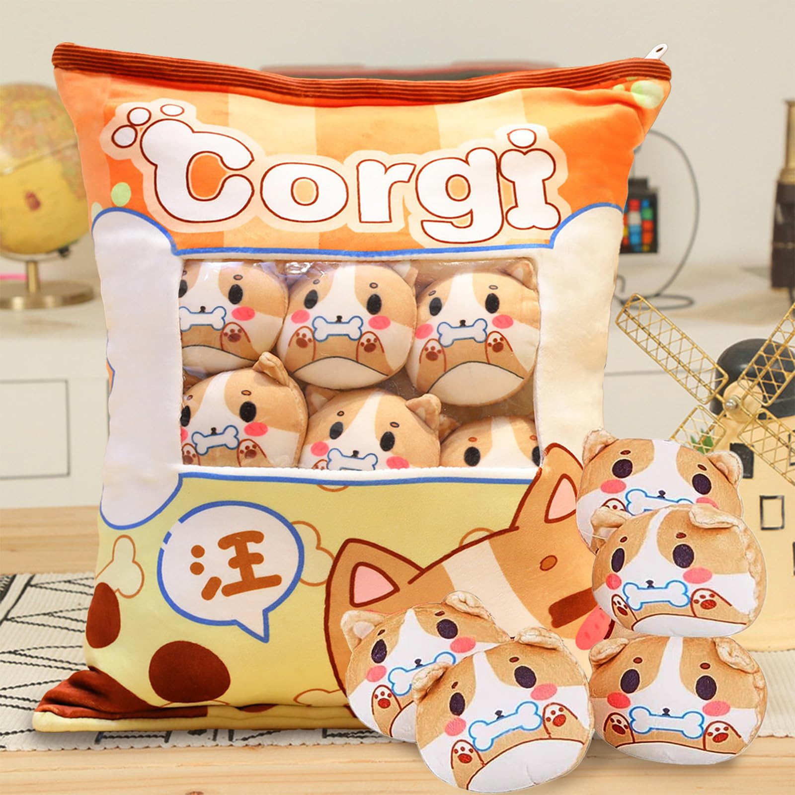 MeHoo Pudding Dog Pillow Plush, Cute Snack Pillow Stuffed Animal Toys