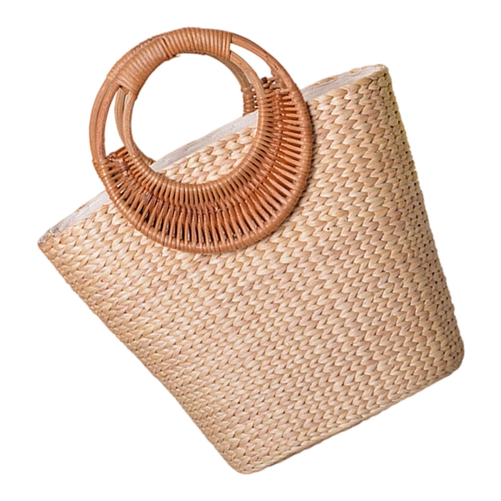 Elegante borsa paglia per donna Borsa con manico superiore Elegante borsa da spiaggia intrecciata a mano quotidiana per le vacanze alla da donna