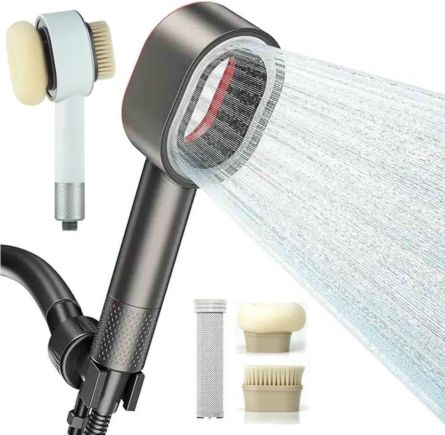 Filtro doccia ad alta pressione 3 in 1, filtro per acqua dura, rimuove cloro, metalli pesanti e incrostazioni, acqua pulita e accessori (bianco)