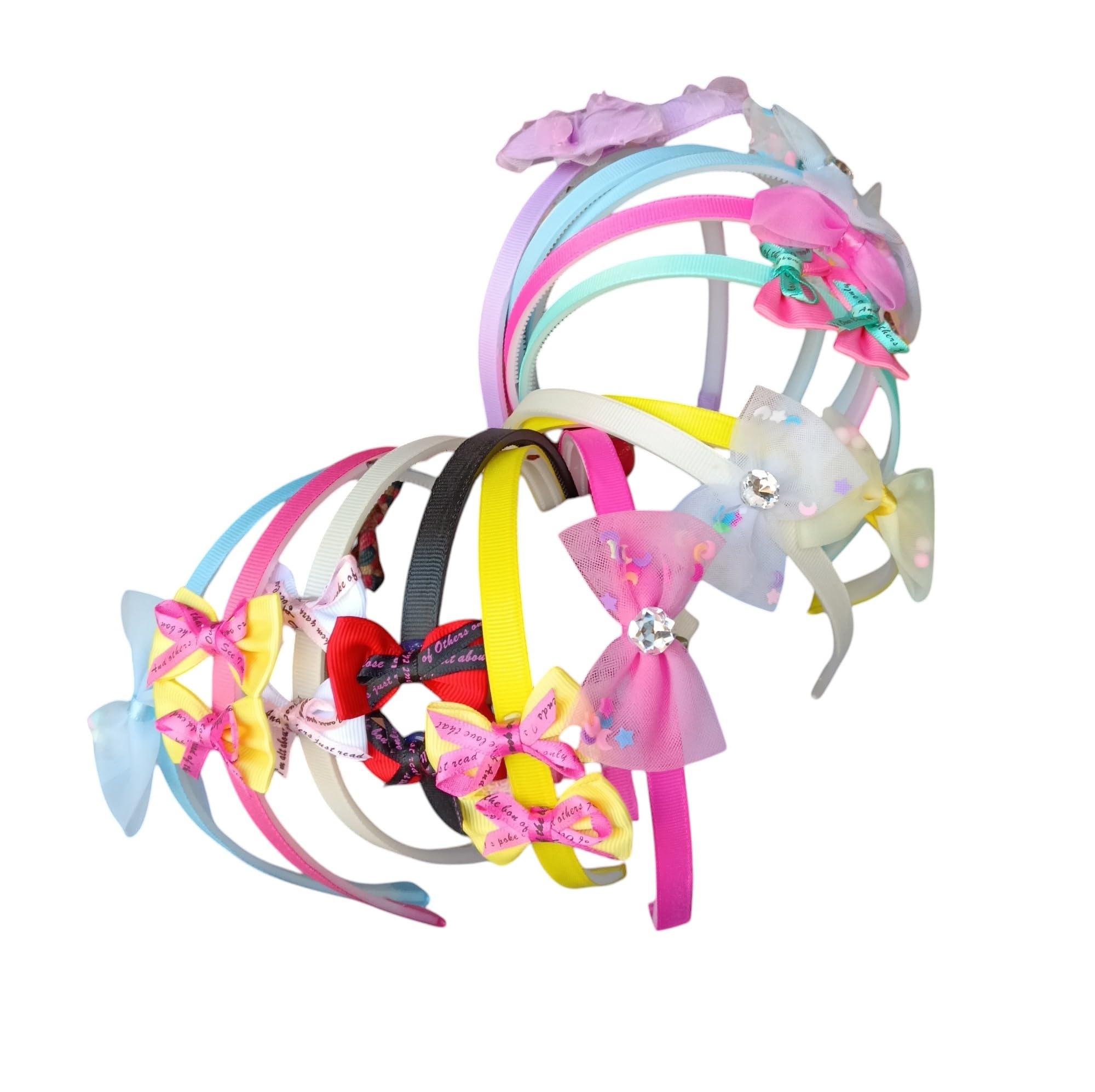 Bow Hairband Shiny Bow Knot Teeth Plastic Hairband for Girls Hair Band Stylish Hair Accessories for Women & Girls (Pack of 6 Pcs, Random Designs)-image-49