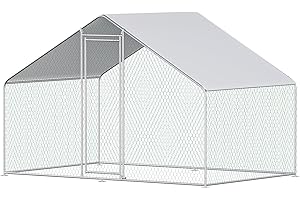 Large Chicken Coop Walk-in Metal Poultry Chicken Run Pen Rabbits Habitat House