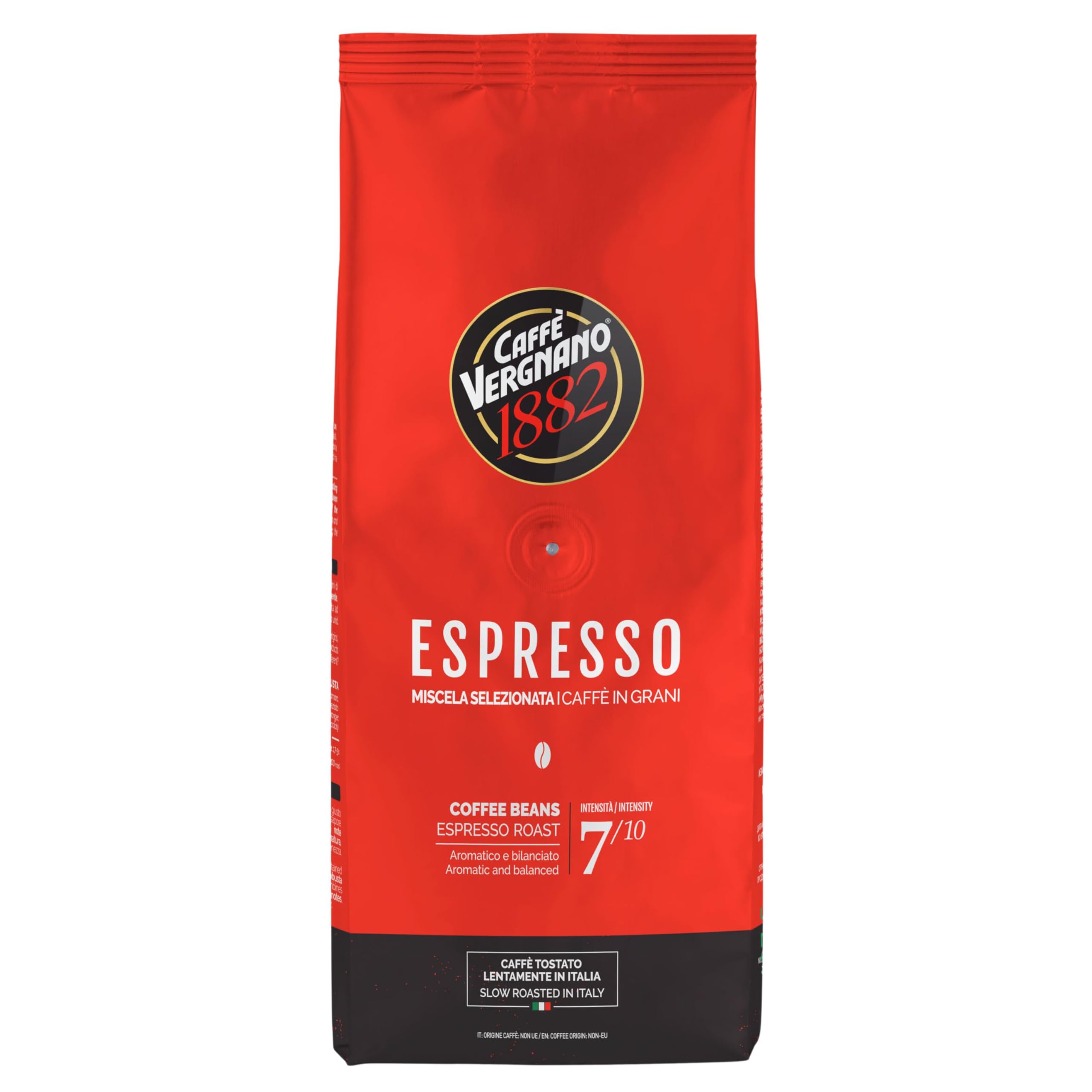 Caffe Vergnano 1882 Espresso Whole Bean Arabica Roast Coffee, 2.2 lb bag - Italian Medium Roast Coffee Beans with notes of Chocolate, Nuts & Caramel, Intensity 7/10-1000g Bag