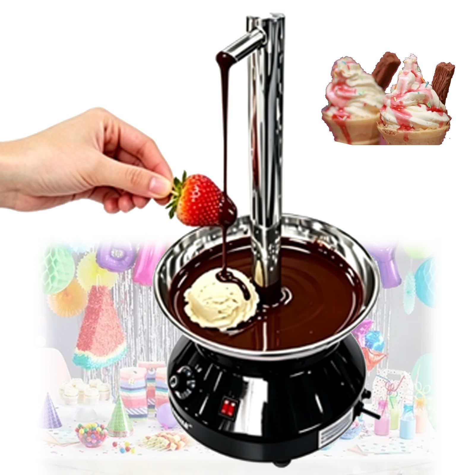Macchina per fontana di cioccolato per feste ed eventi, riscaldamento stabile, facile da pulire, perfetta per matrimoni, compleanni, hotel