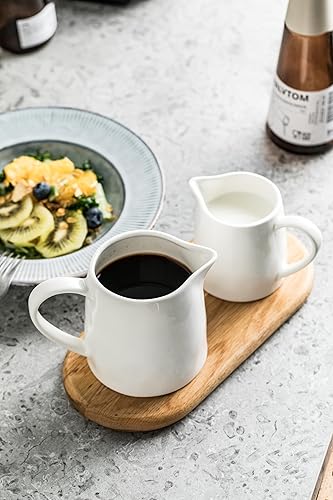 Miniatura 8 de Ceramics - Jarra de crema de porcelana de 16 onzas con asa, divertido vertedor de leche para el hogar, cocina, cafetería, color blanco
