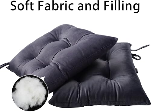 Miniatura 2 de Augld Paquete de 2 cojines cuadrados para taburete de bar pequeños con lazos cuadrados de 14 x 14 x 2 pulgadas, color gris