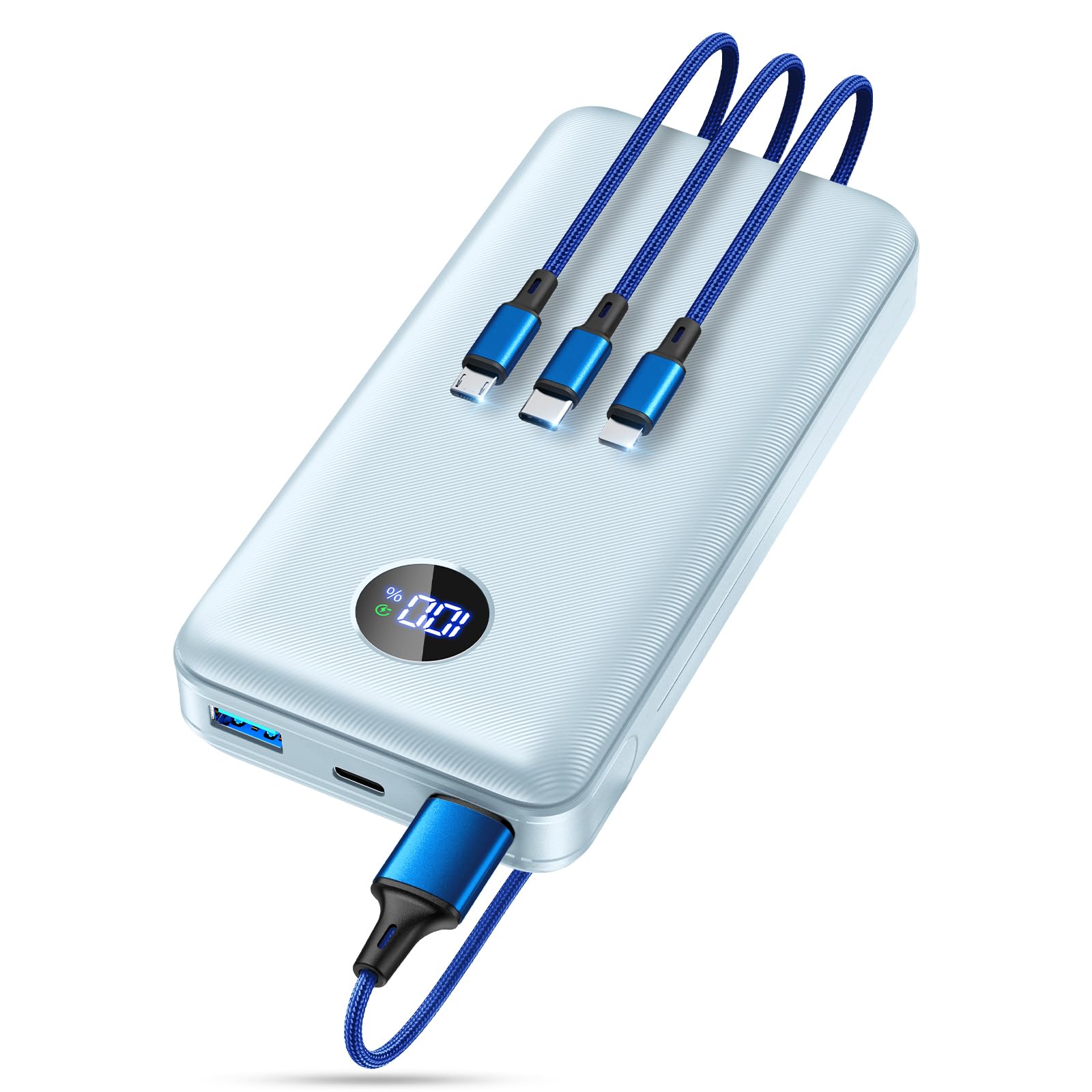 ZZI Power Bank 60 000mAh Travel Essential Portable Charger with Cable Blue