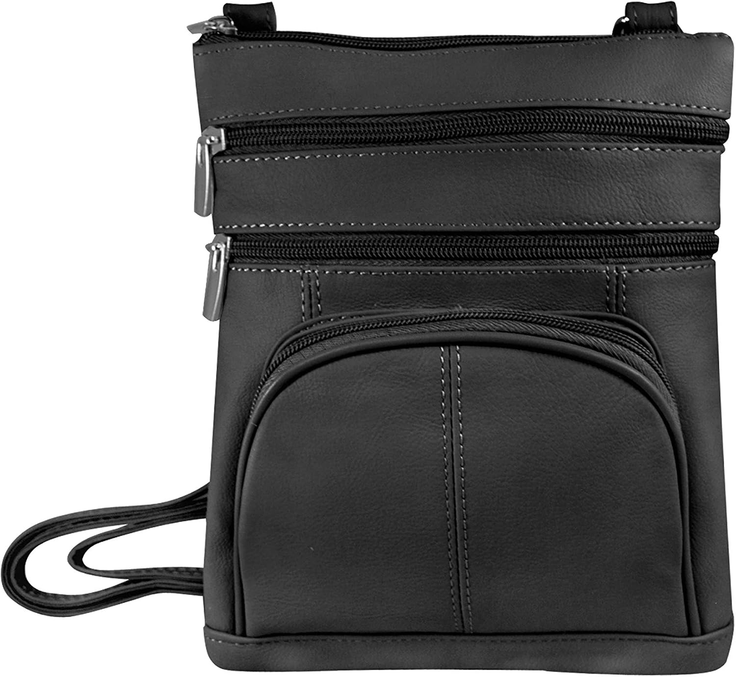 Vivoi Multi-Pocket Genuine Leather Crossbody Bag(Black)