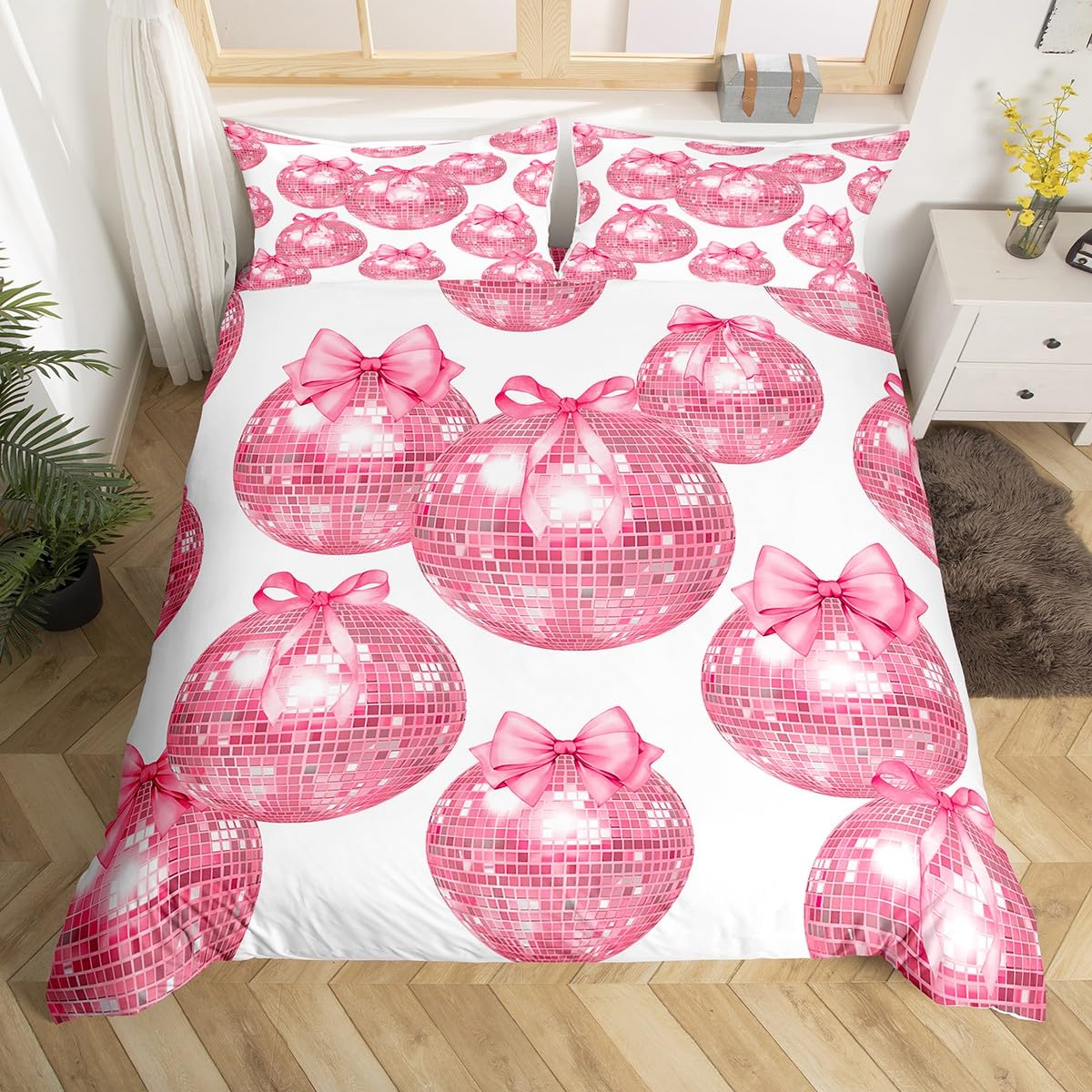 Housse de couette enfant boule disco rose pour des nuits magiques et étoilées