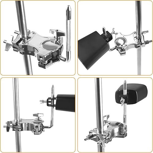 Miniatura 3 de Abrazadera de platillo de cencerros de barra L, soportes Tom de aleación de zinc para abrazadera de batería, soporte de montaje de percusión para