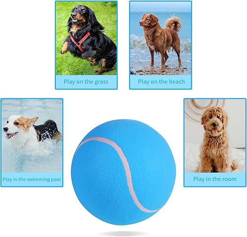 Miniatura 6 de susu & wuwu Pelota de tenis gigante para perros, pelota de tenis grande amarilla para perro, regalo de cumpleaños, pelotas de juguete para mascotas