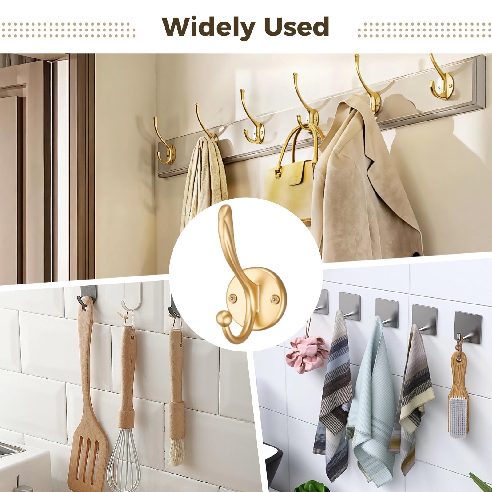 Generisch 6 Stück rustikale Wandhaken aus Aluminium, zur Wandmontage für Handtücher, Mäntel, Hüte, Bademäntel und Taschen, robuste Aufbewahrung für Flur, Bad, Schlafzimmer und Schrank