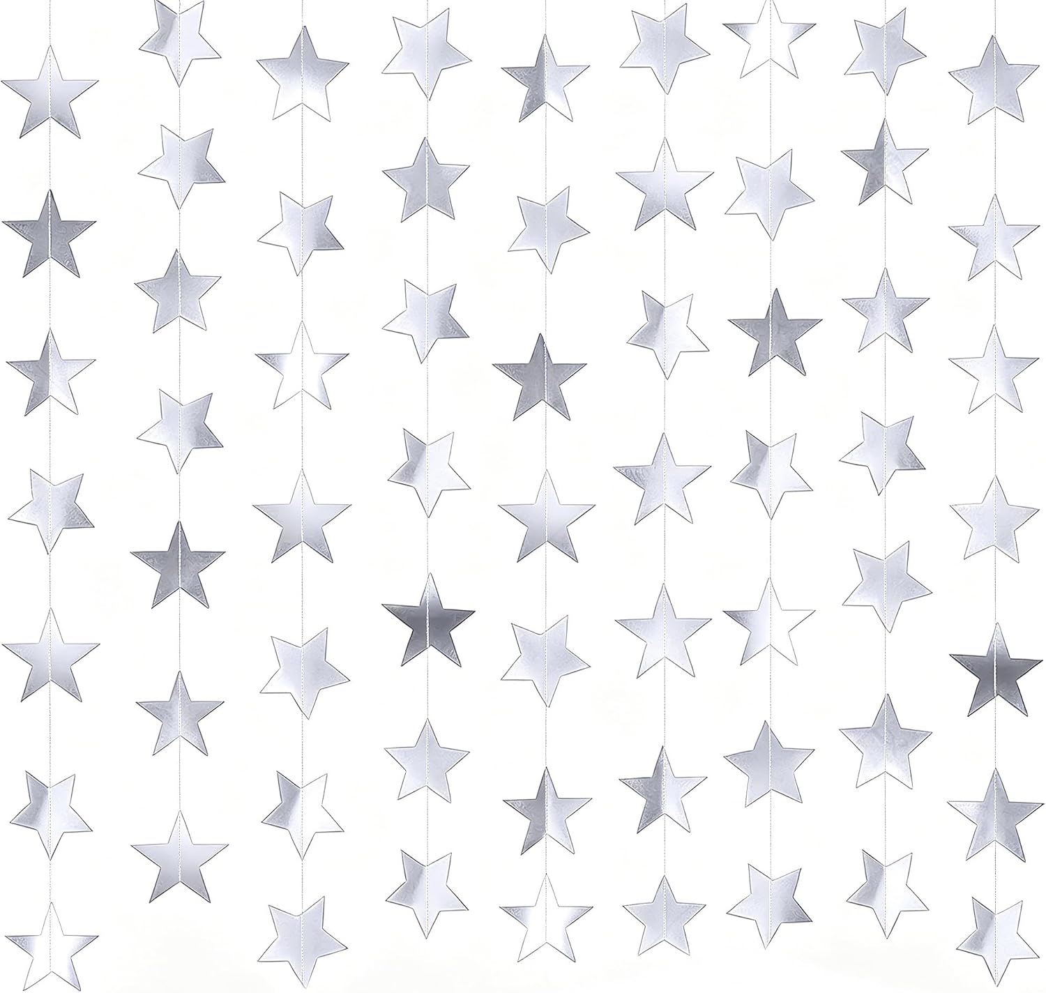 66ft Gold Star Garland, 5 Pcs Glitter Star Bunting Banner, Double-Sided Reflective Mirror Paper Hanging Decorations for Birthday, Wedding, Baby Shower & Nursery Decor