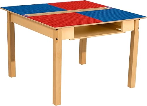 Miniatura 58 de Contender Time-2-Play - Mesa de juego rectangular de 30.75 pulgadas de ancho, bloques de Lego azul y verde, compatible con patas de madera de 22