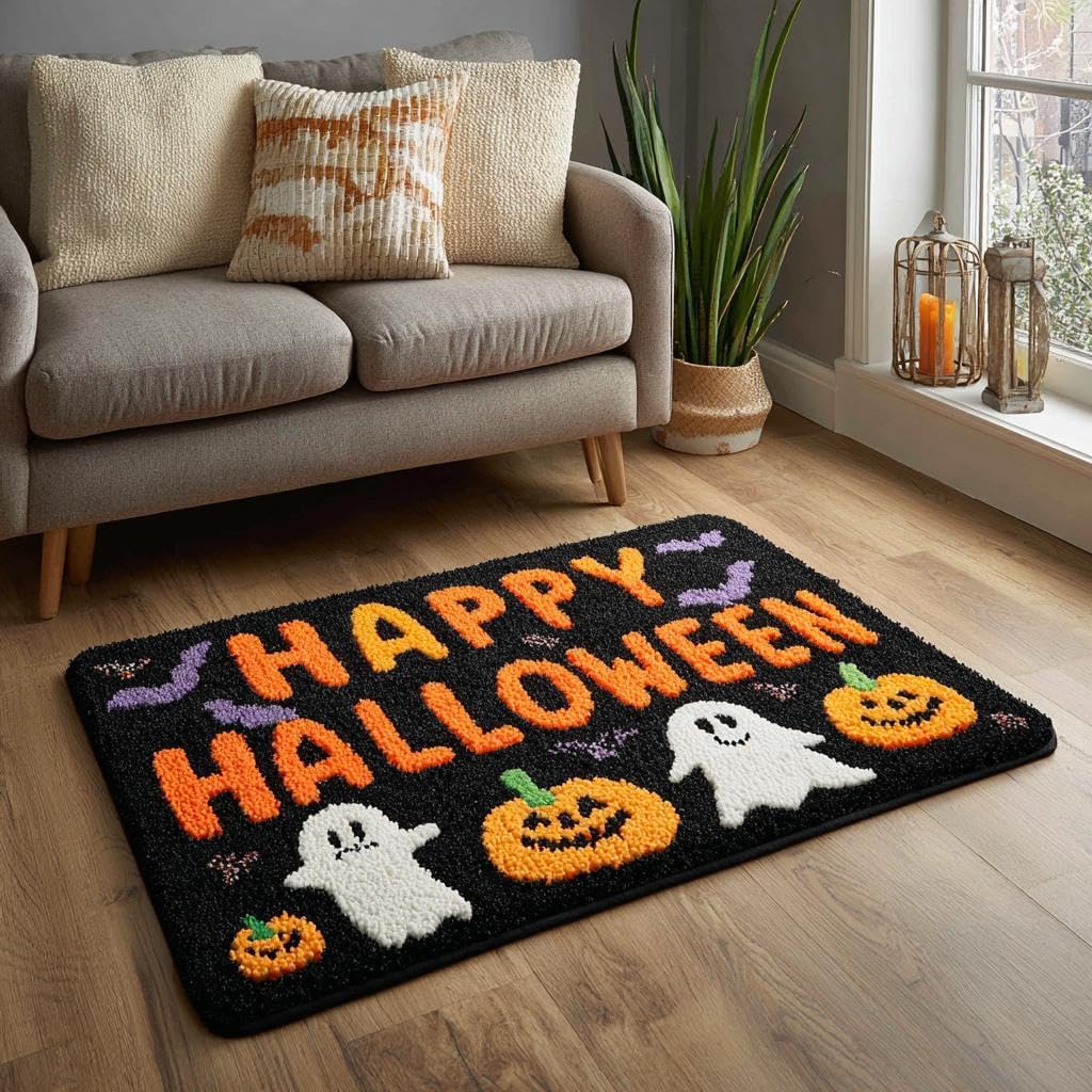 DIY Latch Hook Rug Kit Cute Halloween Theme 38x52cm