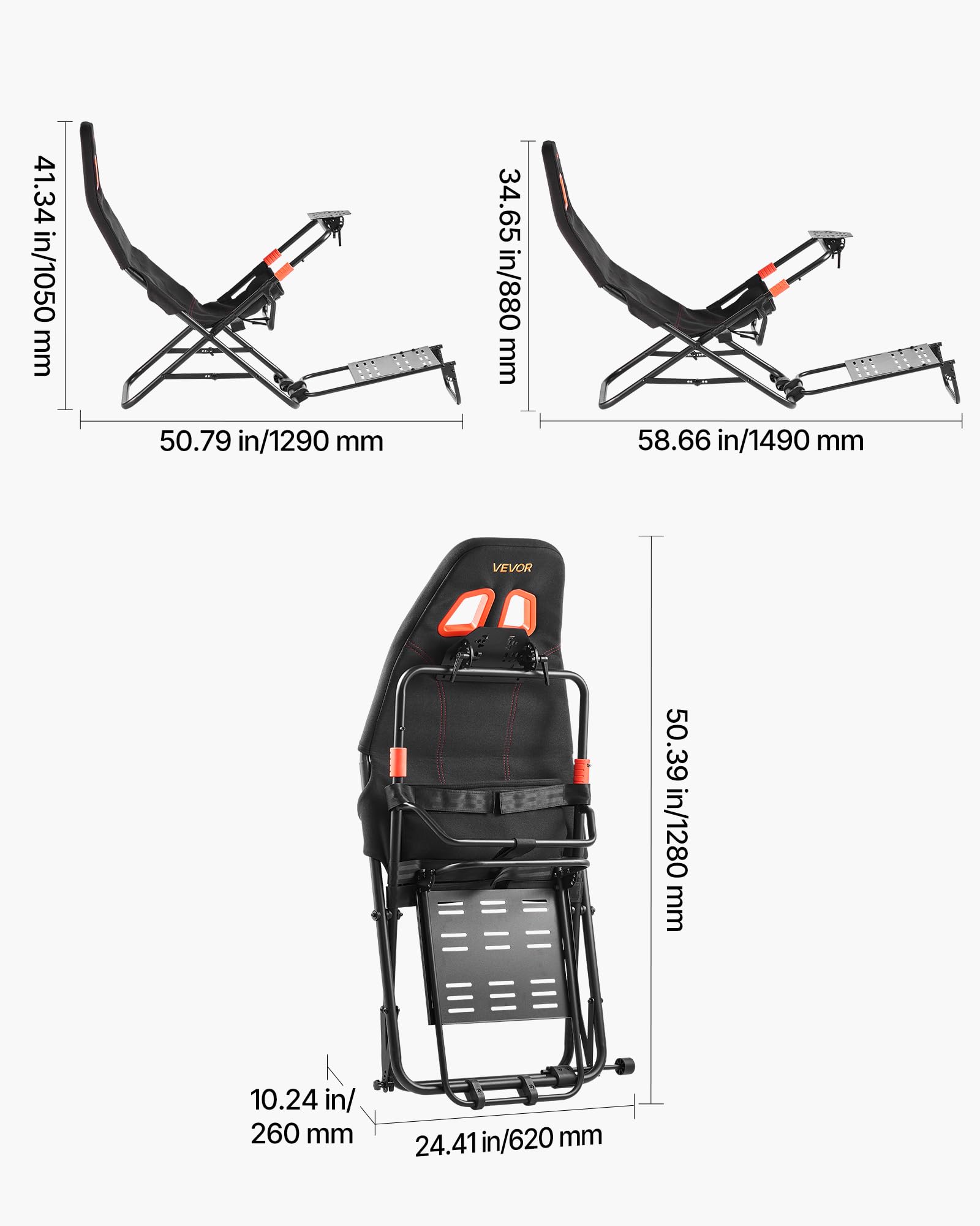 VEVOR Lenkradständer, Faltbarer & Verstellbarer Rennsimulator-Cockpit, 620 mm, Kompatibel mit Logitech G923/G920/G29, Thrustmaster T248P, Fanatec, Hori, Mad Catz, Schwarz