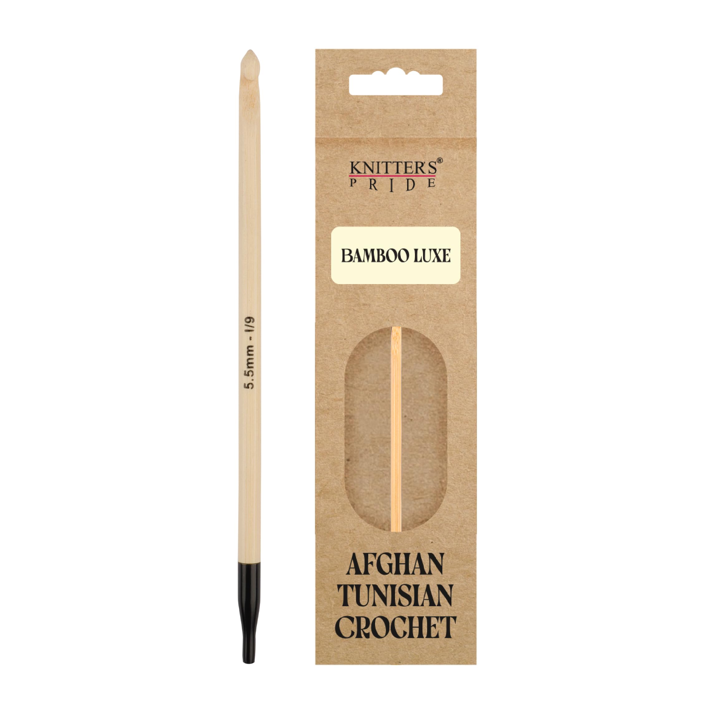 Knitter's Pride Bamboo Luxe Tunisian Crochet Hook 5.5 mm 1 piece Black and Brown Accents