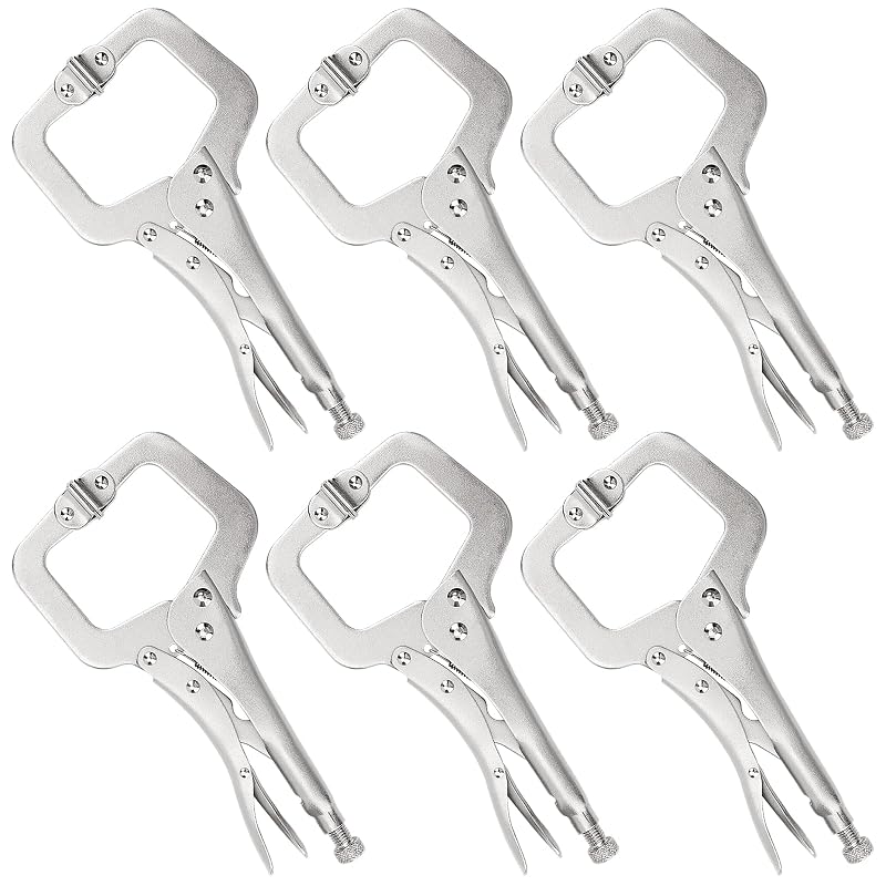 Alicate de Pressão Tipo C JOIKIT com Almofadas Giratórias, 27,9 cm, para Soldagem e Marcenaria, Kit com 6 Peças