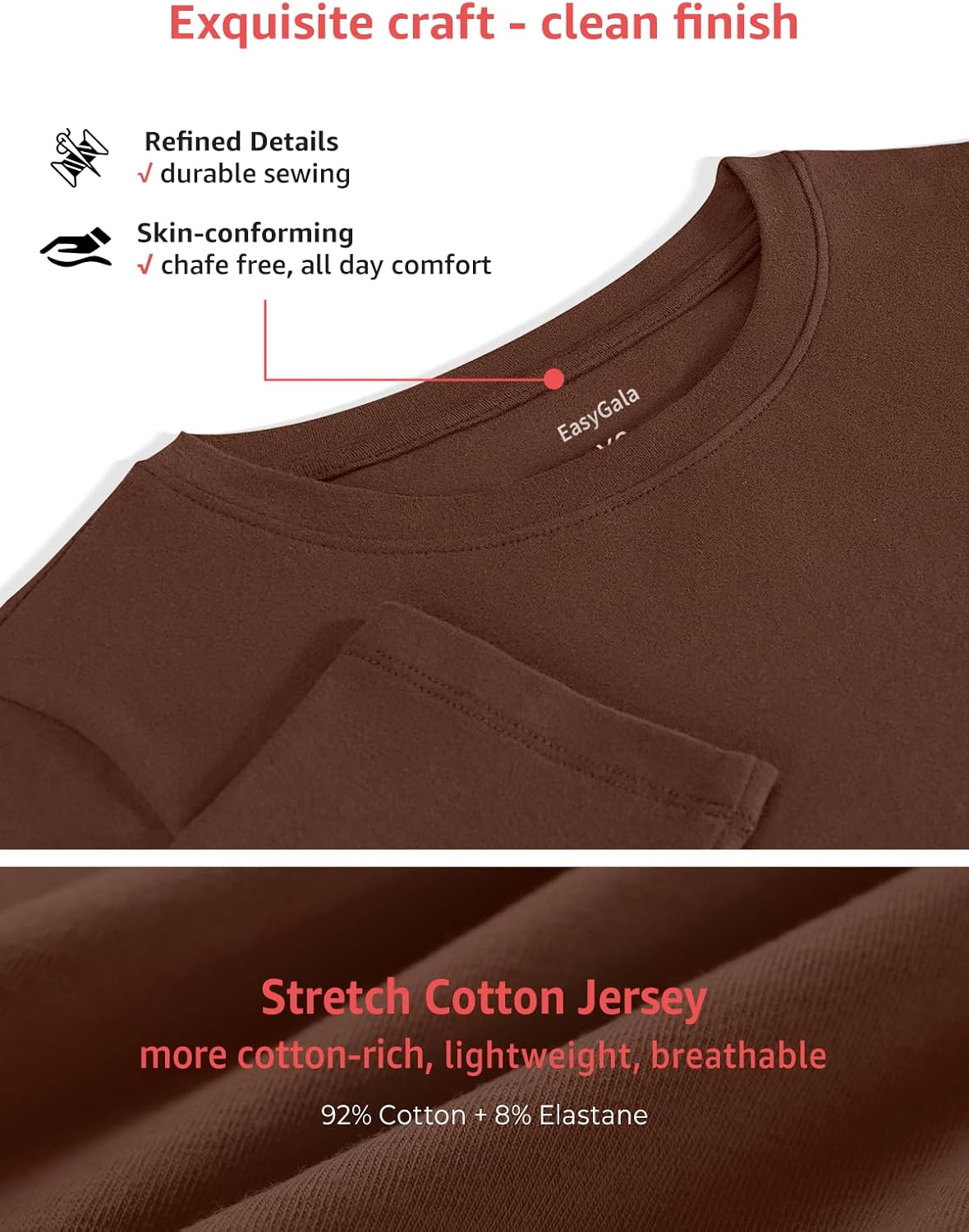 Womens Cotton 3/4 Length Sleeve Tops Crew Neck Slim Fit Shirts Basic Going Out Tops Casual Spring Fashion 2026 - Image 3