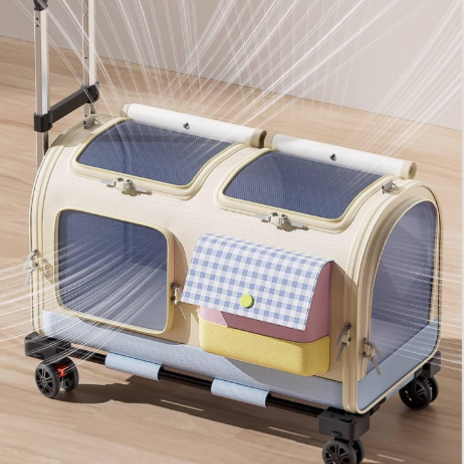 Qianly tín con Ruedas Portátil tín con Asa lescópica Ventilado para s, Traslados