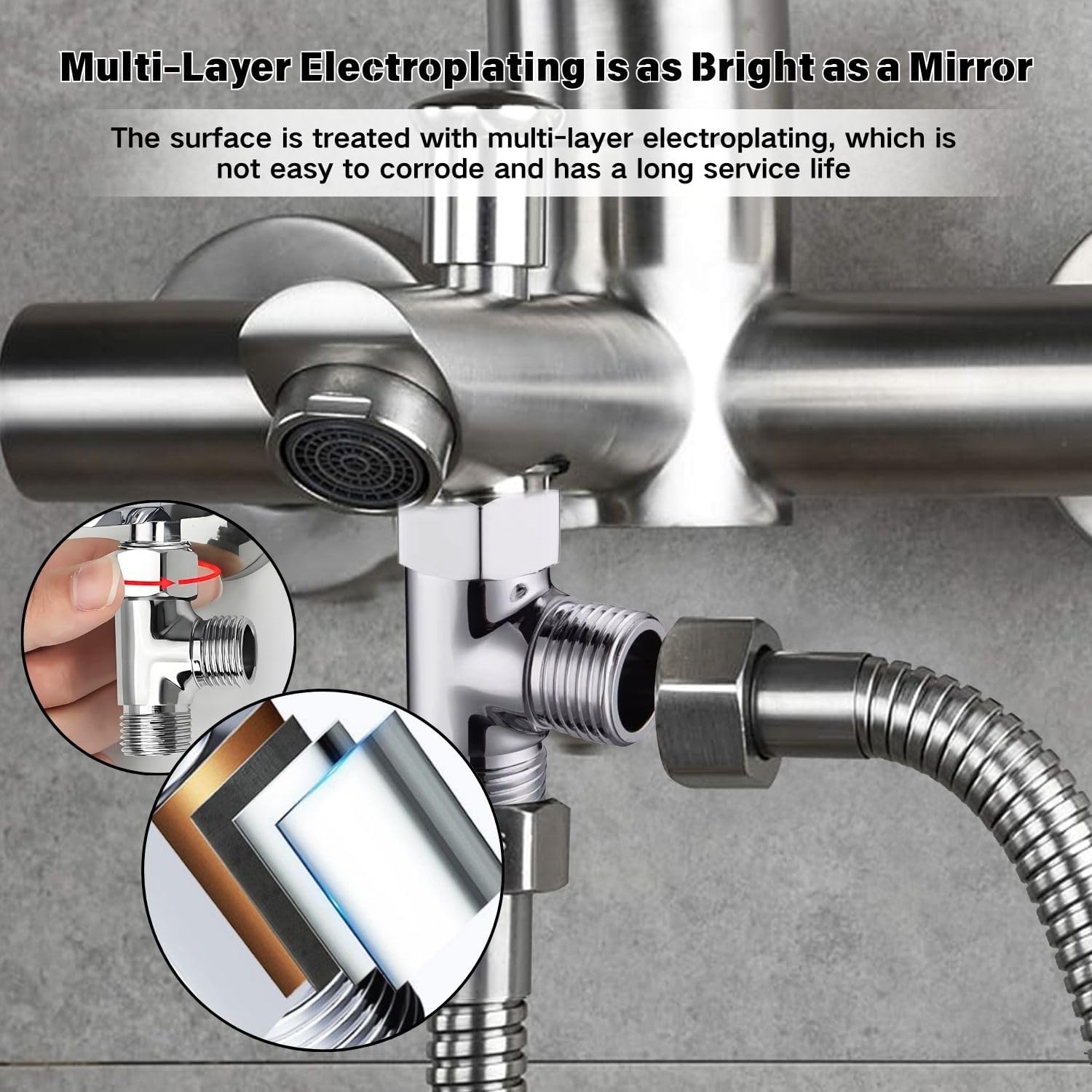 T-Stück 1/2 Zoll Messing - 3-Wege Adapter Für Wasseranschlüsse