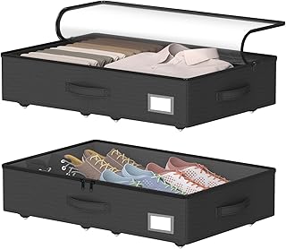 Unterbettkommode mit Rollen, kein Zusammenbau erforderlich, 14 cm Höhe, Unterbett-Aufbewahrung, niedriges Profil, rollbare Schuhaufbewahrungsbehälter, für Kleidung, Decken