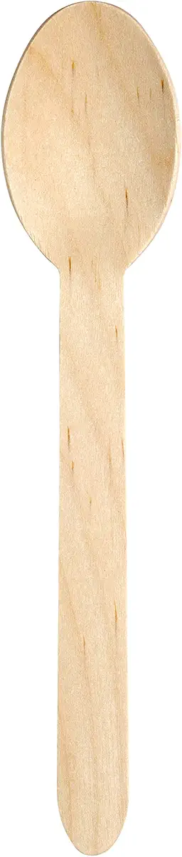 Birchware Classic Spoons 6.5&#34; - (100 Count) Compostable Wooden Spoons, Biodegradable Party Supplies, Sturdy, Heat Tolerant and Eco-Friendly.