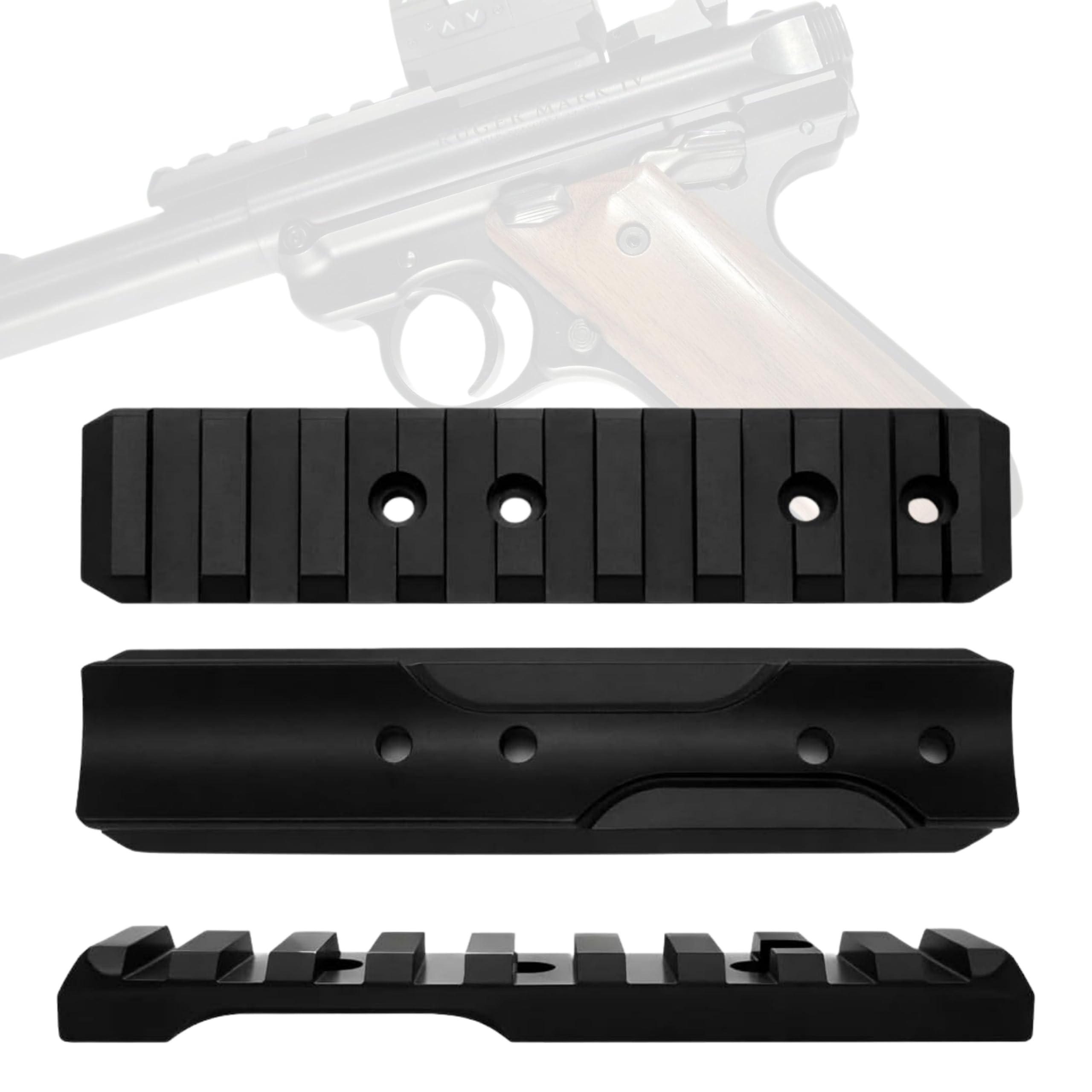 Reversible Picatinny Scope Mount Rail Compatible with Ruger Mark II, III, IV & 22/45, CNC…
