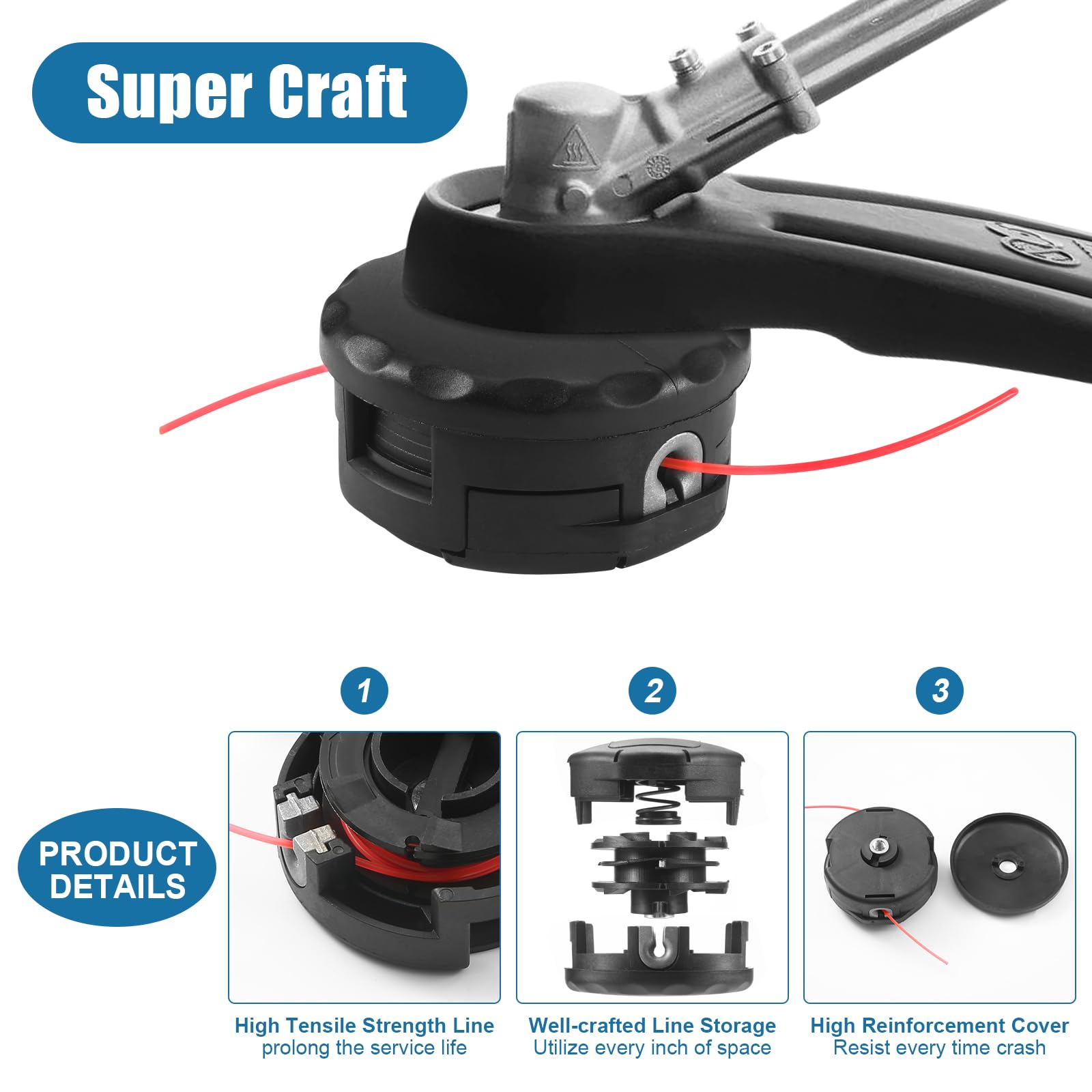 Paquete de 10 cabezales de desbrozadora SRM-225 para Echo Speed Feed 400 SRM-230 SRM225 SRM-210 SRM2100 Echo Weed Eater PAS210 PAS211 PAS225 PAS230 PAS260 Shindaiwa T195S T220 T220 T222 2 T23 0