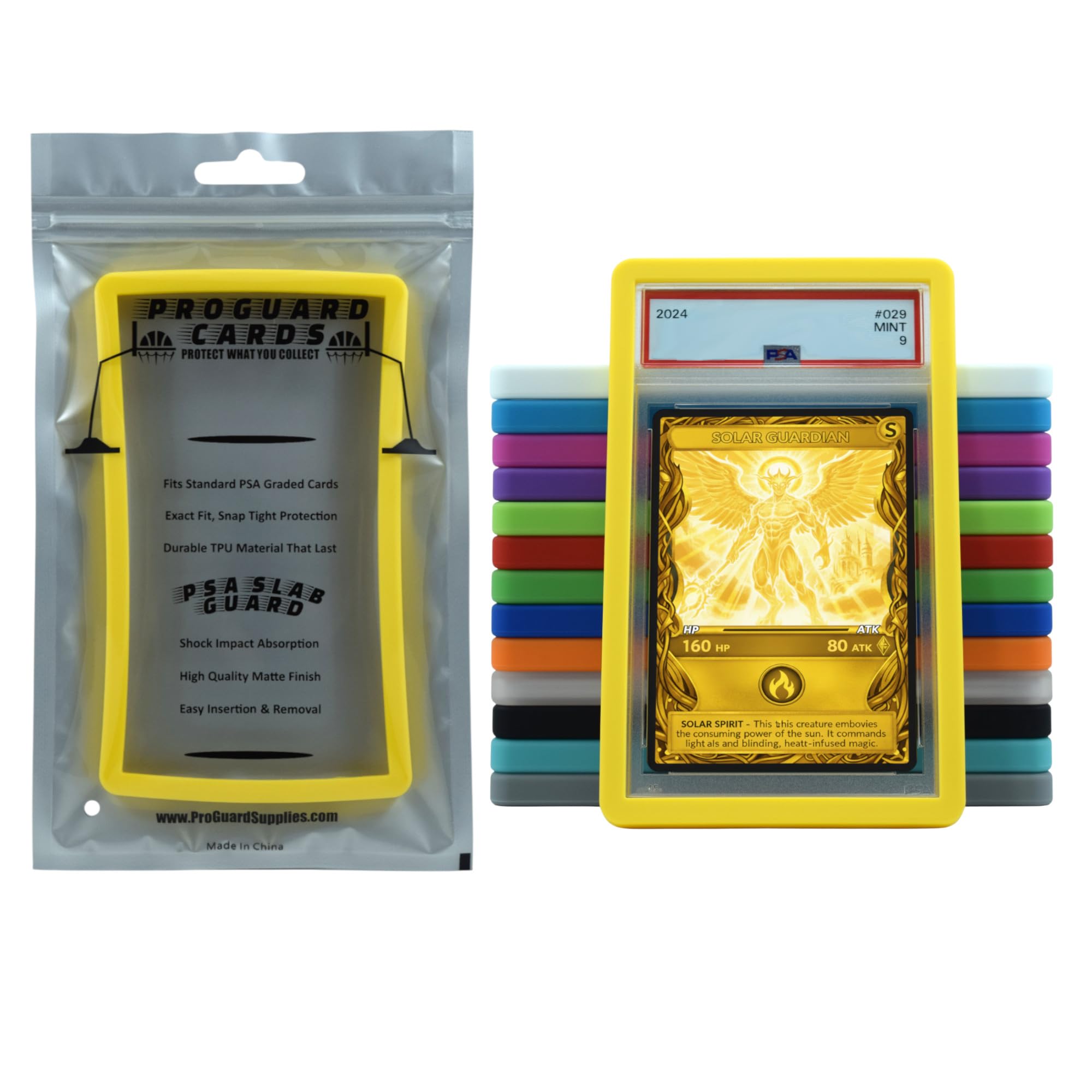 ProGuard Cards PSA Slab Guard Bumper for Standard PSA Graded Cards | Strong TPU, Exact Fit, Snap Tight Protection | Shock Absorption | Matte Finish PSA Slab Guard Protector (Yellow)