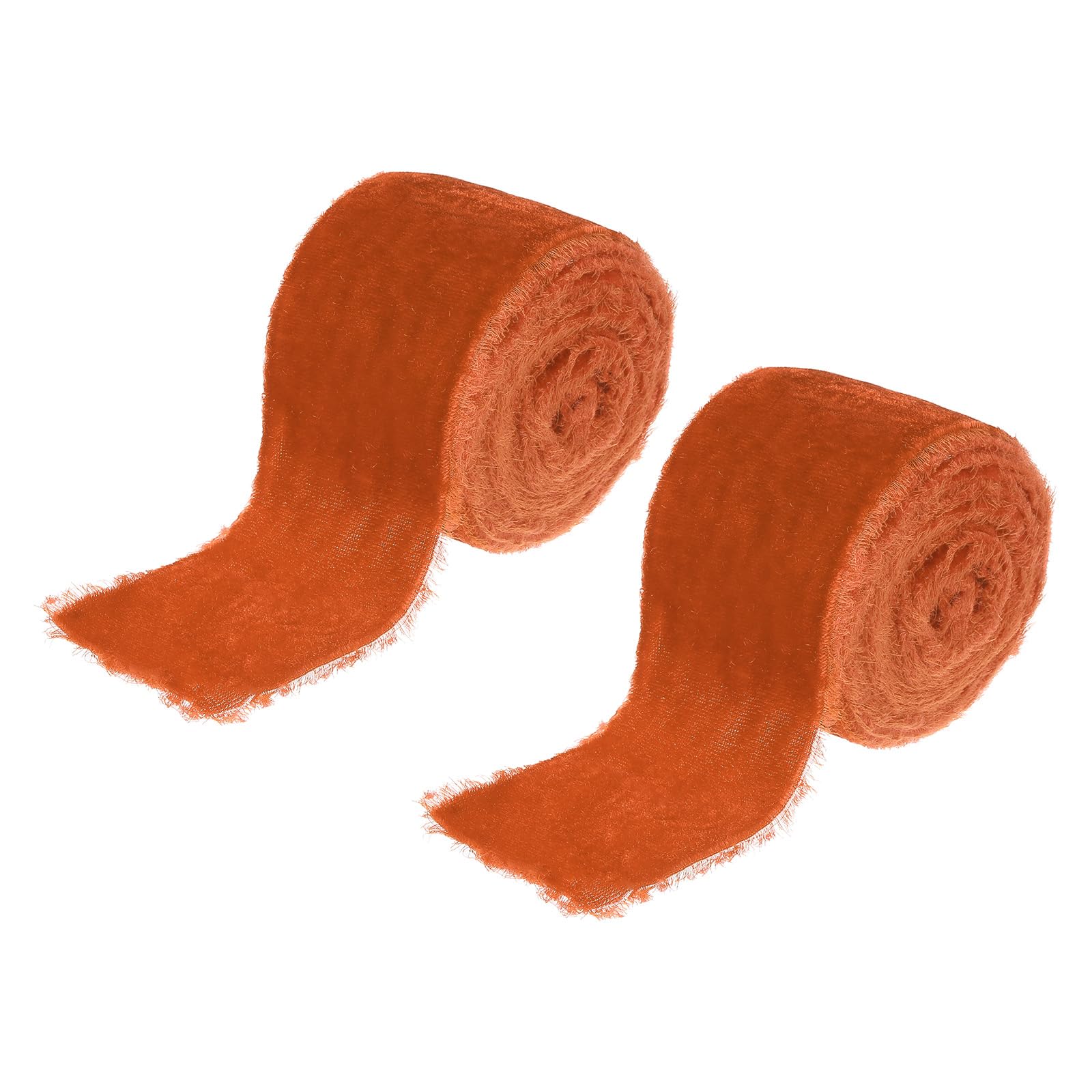 PATIKIL 2 Inch Velvet Ribbon, 2 Roll Total 6 Yard Velvet Frayed Fringe Ribbon for Gift Wrapping Flower Bouquet Wedding Invitations, Orange
