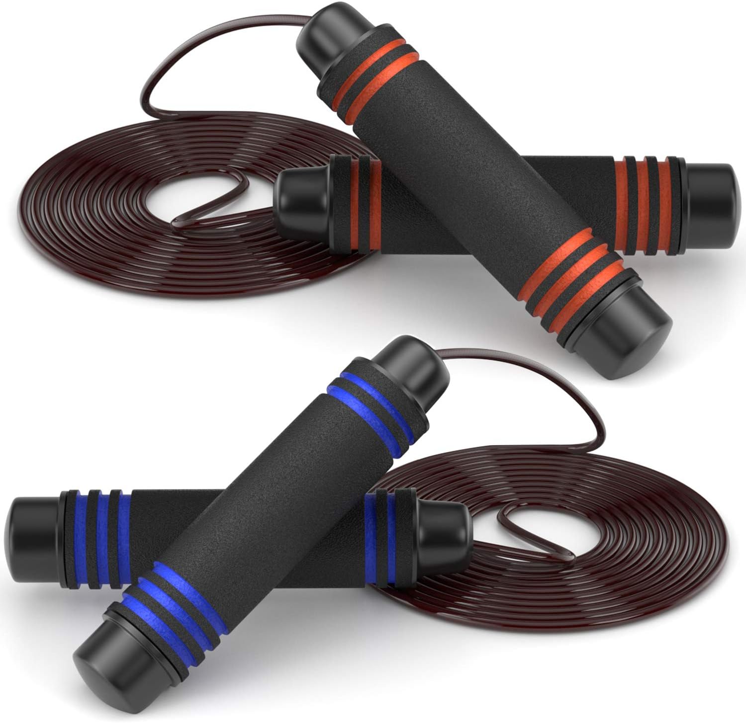 Jump Ropes for Fitness, Tangle-Free Rapid Speed Jumping Rope Cable with Ball Bearings for Women, Men, and Kids, Adjustable Steel Jump Rope Workout with Foam Handles for Fitness, Home Exercise