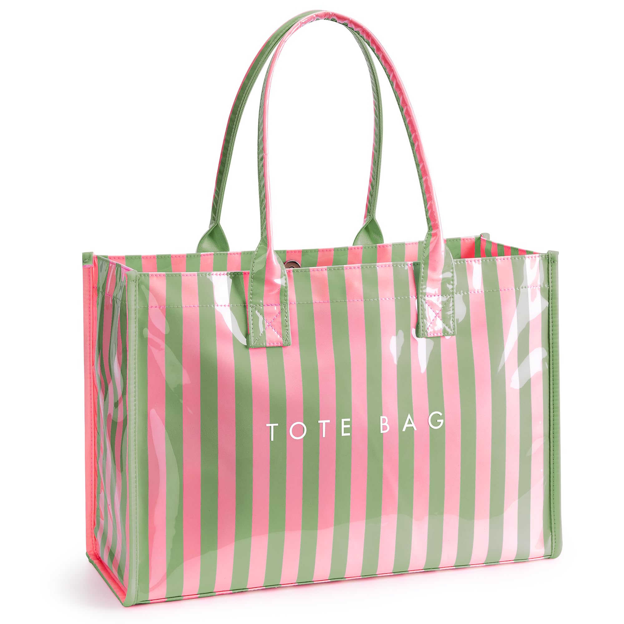 KALIDI PVC Tote Bag Women’s Kraft Paper Work Handbags Purses with Top Handle