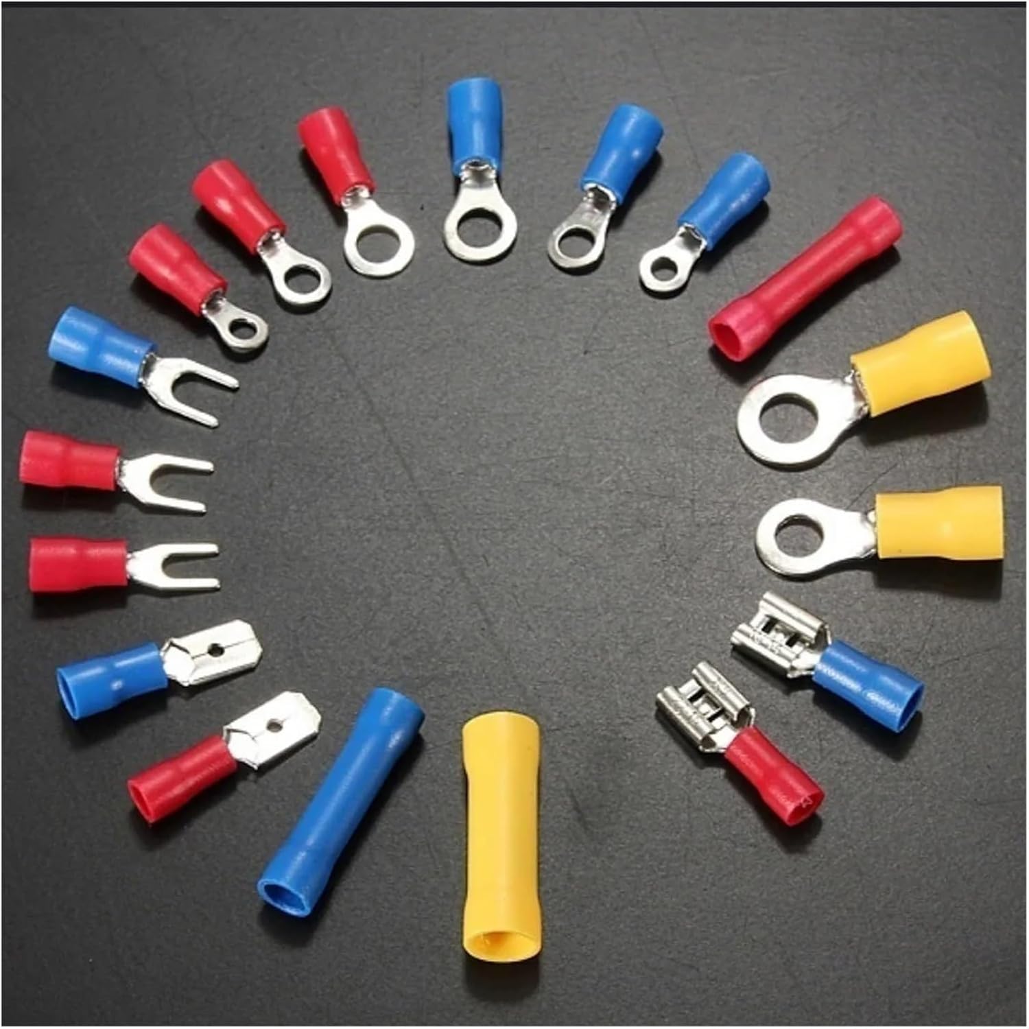 102 PCS Assorted Spade Terminal Insulated Cable Splice Butt Connector Wire Crimp Ring Fork Lug Kit