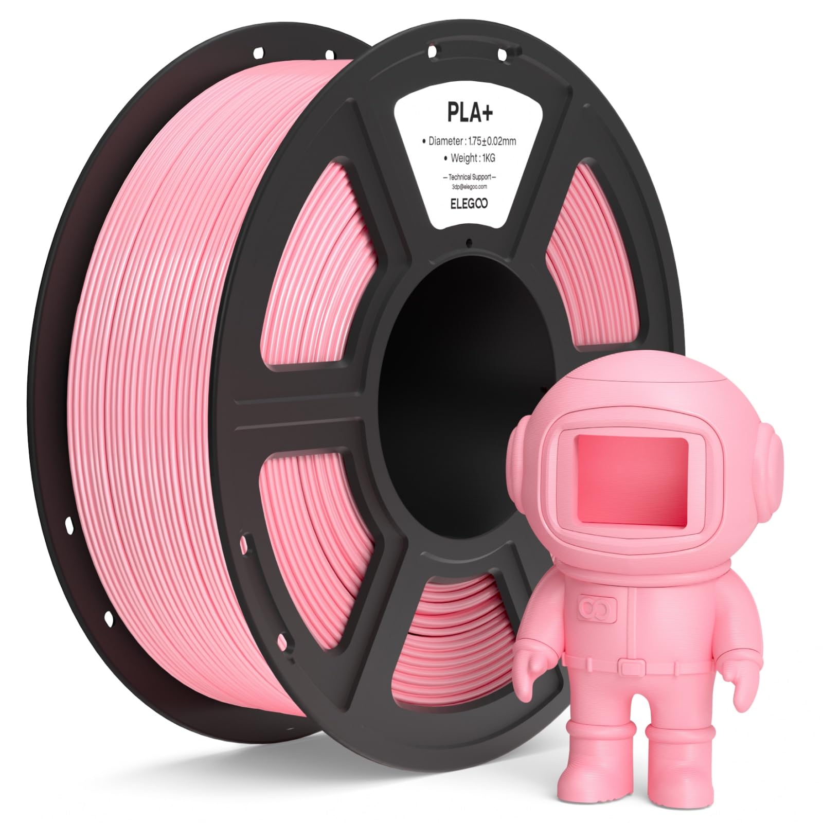 ELEGOO PLA+ Filament 1,75 mm Rosa 1 kg, Hochfestes PLA Plus Filament-3D-Druckmaterialien, Maßgenauigkeit +/- 0,02 mm, 1-kg-Spule (2,2 lbs) für die Meisten 3D Printer