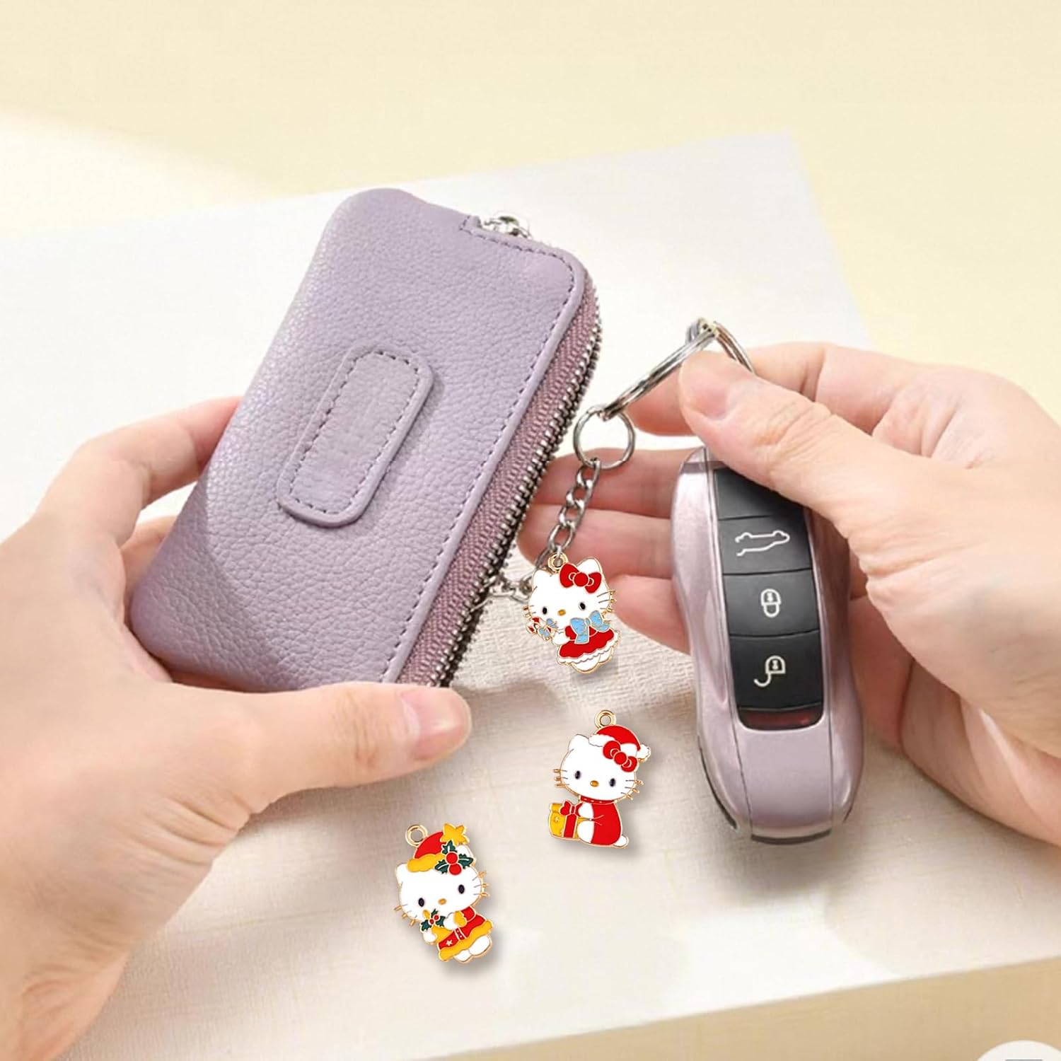 28 Pieces Christmas Enamel Cat Charms for Jewelry Making, 7 Styles Cute Pink Cat Charms Earring Necklace Bracelet Pendants DIY Crafts - Image 2