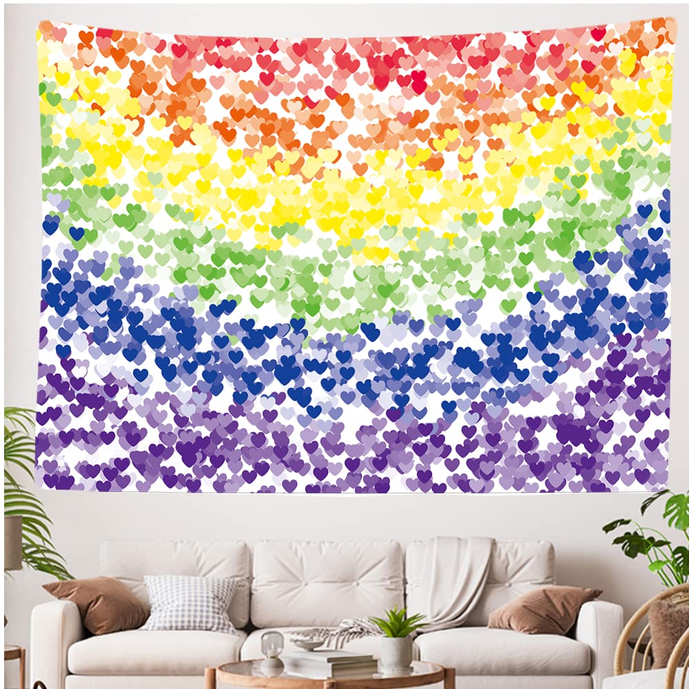 Ulticool - Rainbow Flag Decorative Hearts - Tapestry - 200 x 150 cm - Large Tapestry - Poster Decoration Love Gift Love You - Image 4