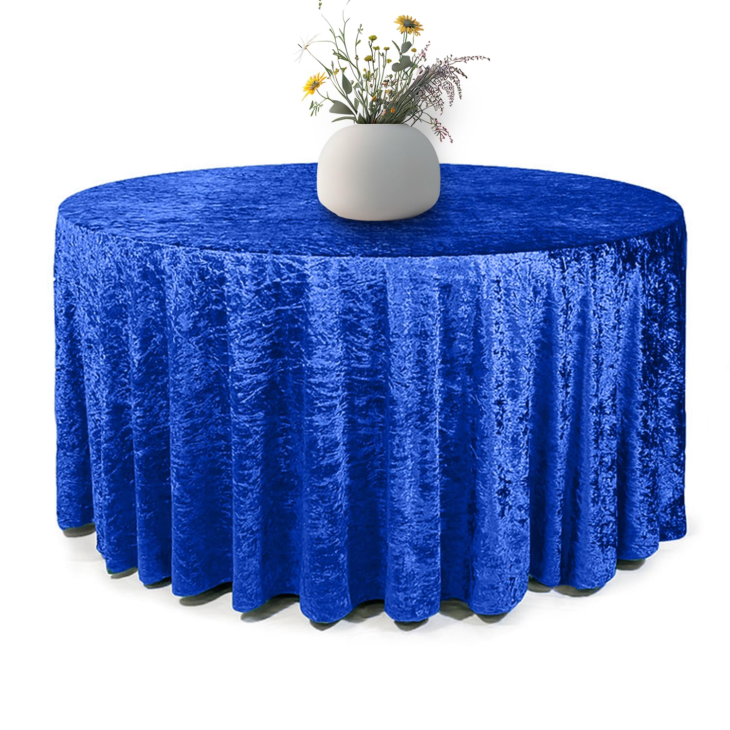 Elegant Event Essentials - Round Crushed Velvet Table Cover - Table Cloth For Wedding Events, Banquet, Kitchen, Birthday, Dinner Party - Soft Fabric - Wrinkle-Resistant - Royal Blue - 90 Inch (225 cm) โ image 1