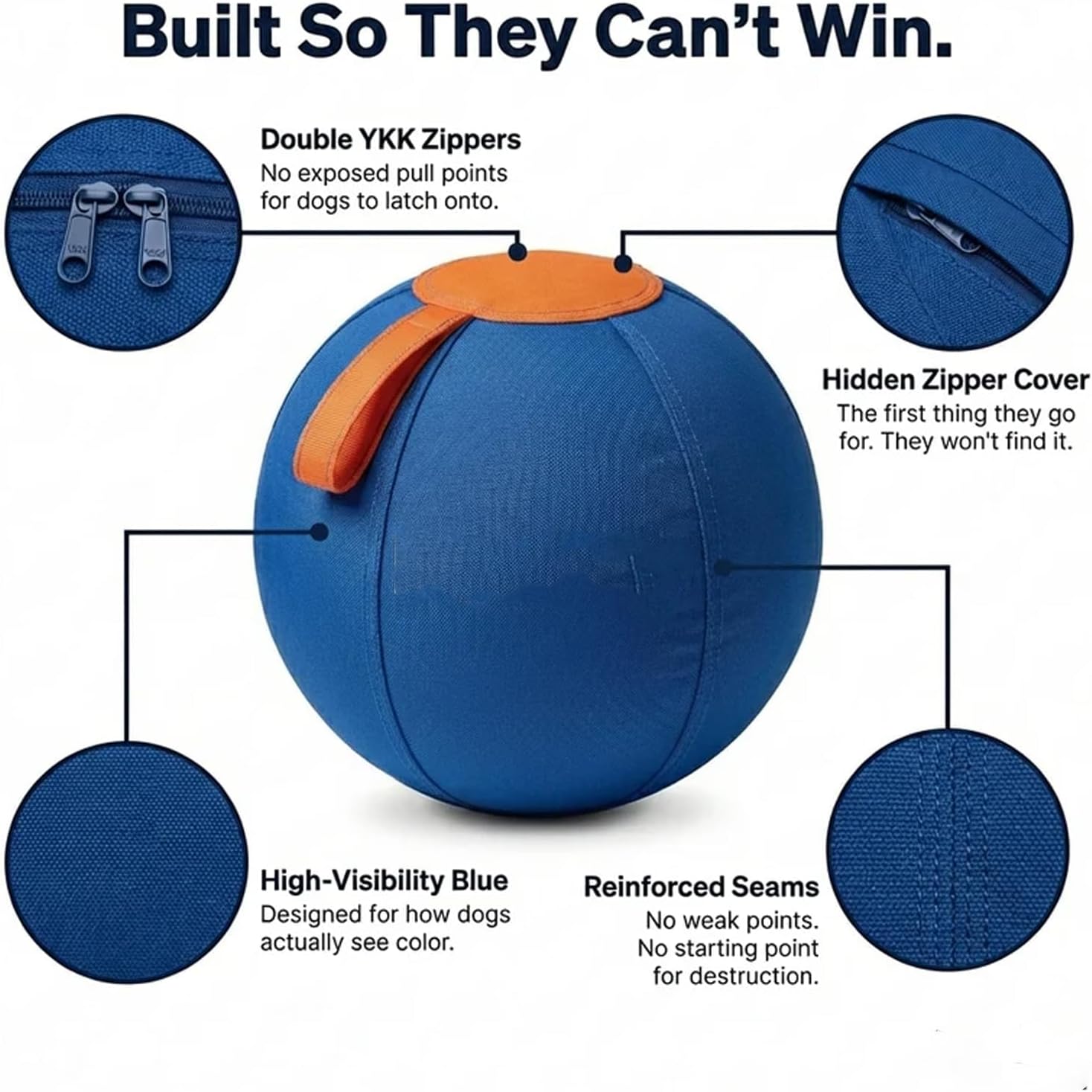 Ruckus Herding Ball - 2026 Upgraded 25.5'' Tear-Resistant Herding Ball for Dogs, Extra-Large Enrichment Ball, Includes Protective Cover and Air Pump, Suit All Dogs (ColorB, Large)
