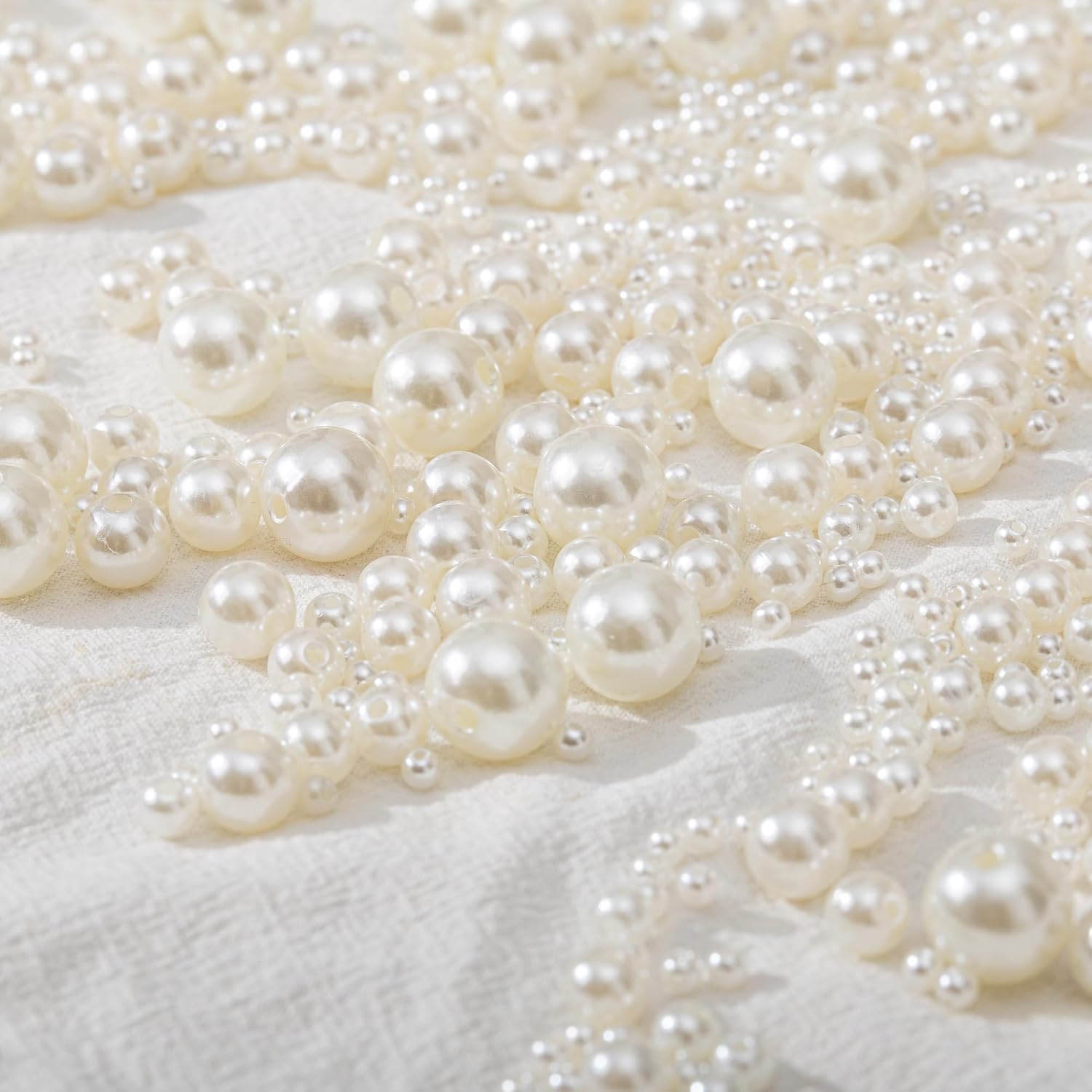 1125Pcs Pearls for Crafts,8mm Ivory Fake Pearl Beads,Acrylic Pearls Bulk for Jewelry Making with Holes,Bracelet Necklace DIY,Vase Filler and Makeup Brush Case. - Image 7