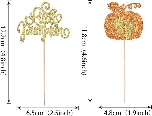 Miniatura 190 de Paquete de 24 adornos para cupcakes de calabaza con purpurina para cupcakes de calabaza para Acción de Gracias, baby shower, decoración de cupcakes