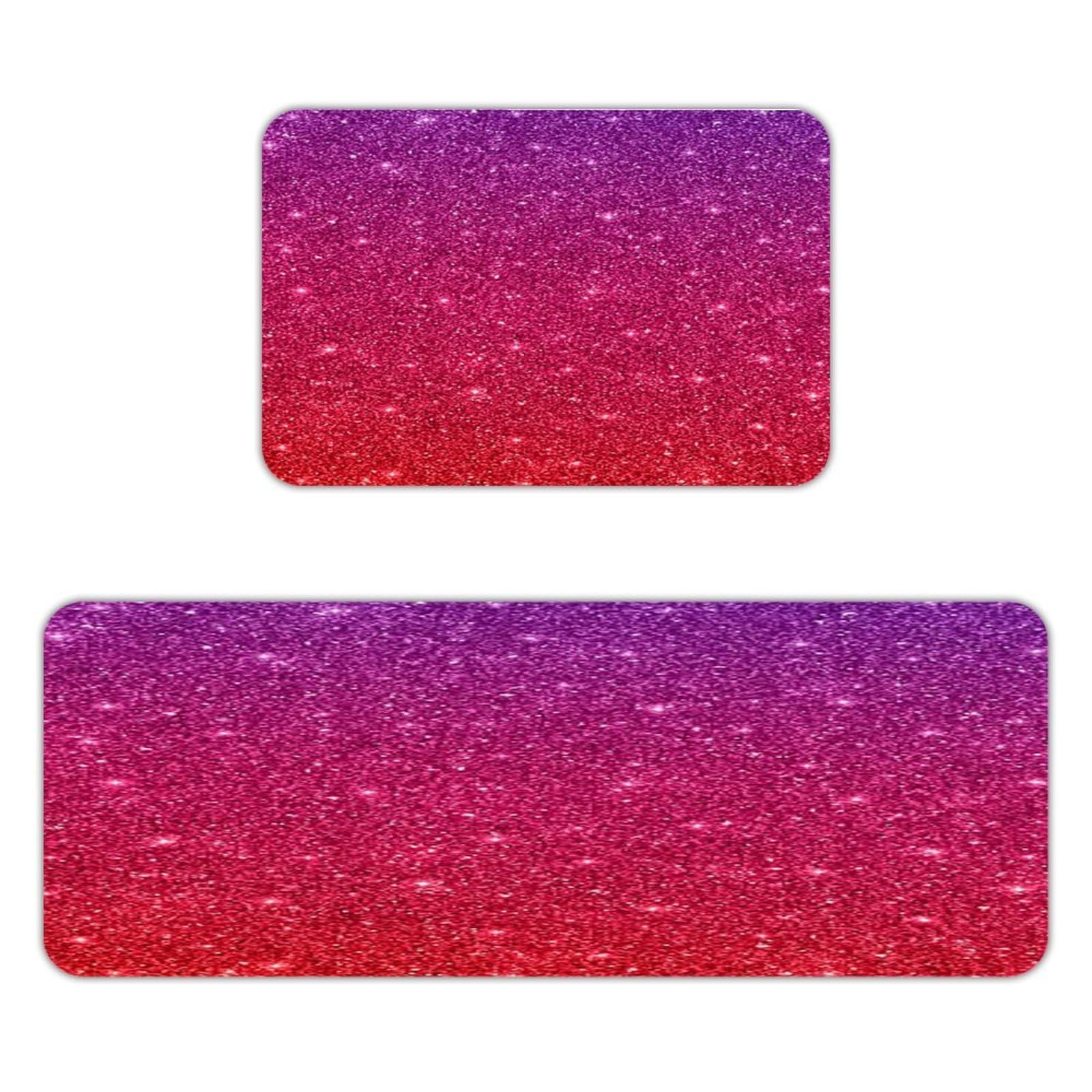Alfombrillas de cocina antifatiga acolchadas con diseño de lentejuelas brillantes, 2 piezas