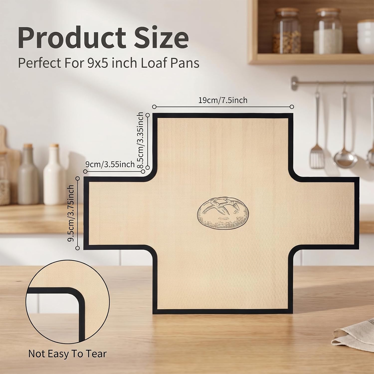Silicone Bread Pan Liner, Reusable and Nonstick Silicone Loaf Pan Liner Bread Slings Mat for 9x5 Inch Loaf Pans (Dishwasher Safe, Easy to Clean, High-Temp Resistant)