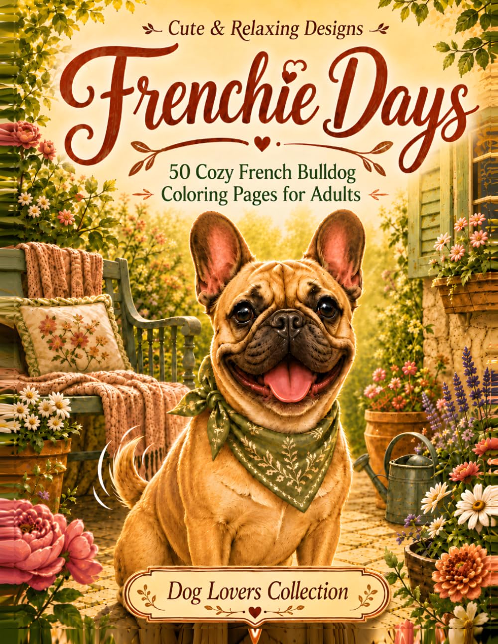 Frenchie Days: 50 Cozy French Bulldog Coloring Pages for Adults: Bold & Easy Designs for Relaxation and Stress Relief