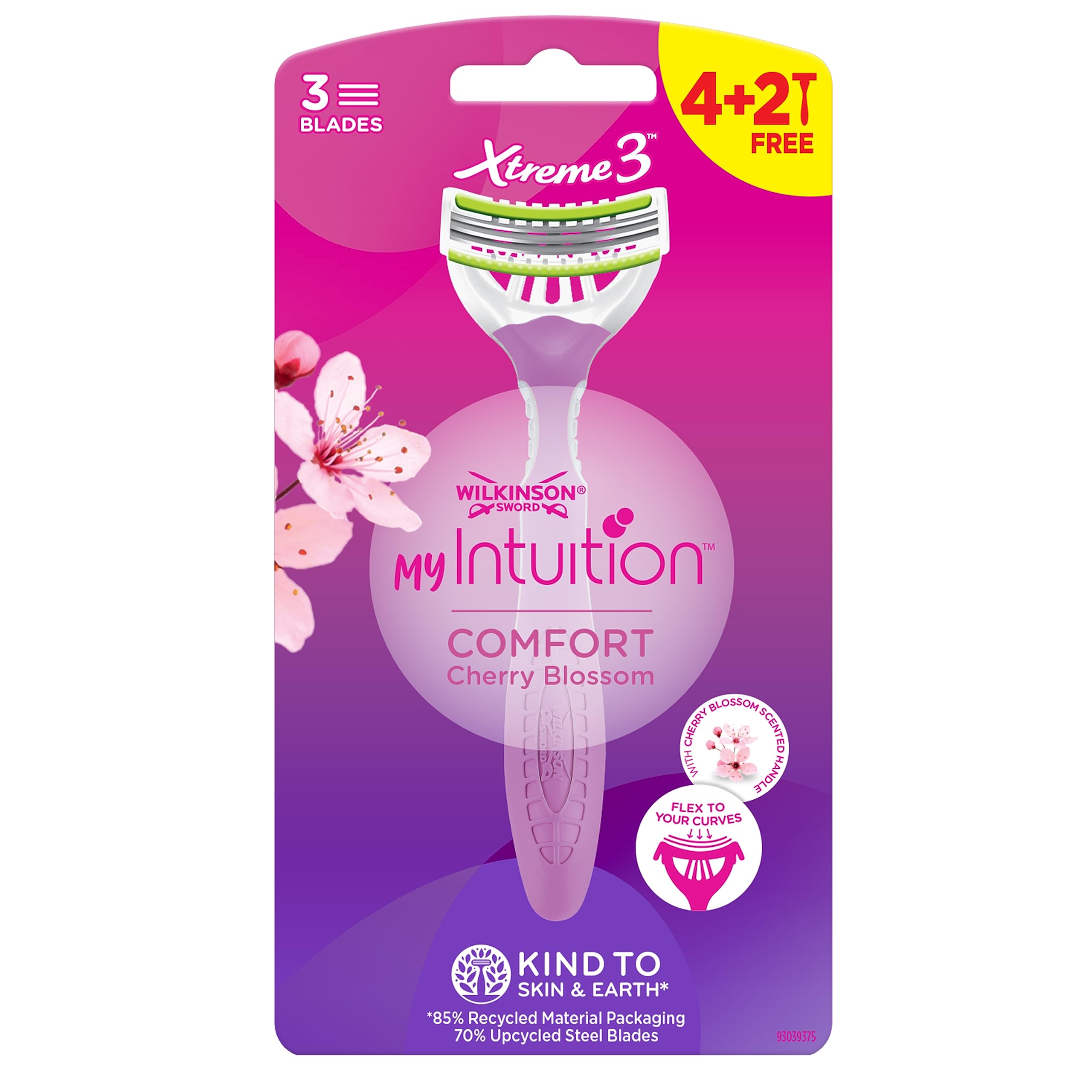 Wilkinson Sword Myintuition Xtreme 3 Comfort Cherry Blossom - confezione da 4+2 rasoi usa e getta da donna