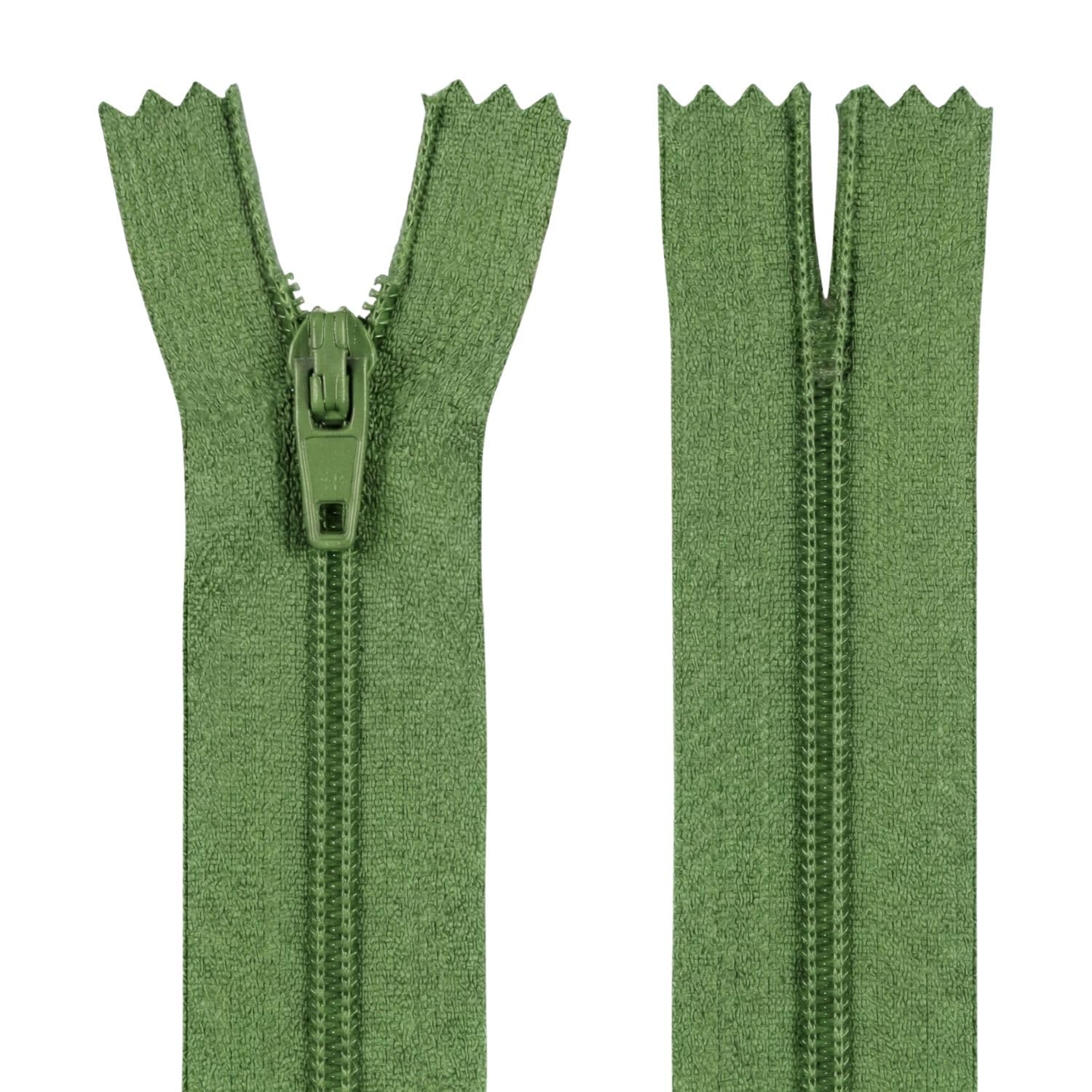 14" (35.6cm) Leaf Green Zip - Closed-End - Dressmaking, Sewing & Craft — image 1