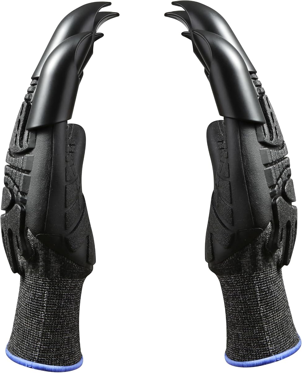 Garden Gloves with Claws Wild Field Work Gardening Yard Gloves Safe Glove for Planting, Digging, Collecting, Black