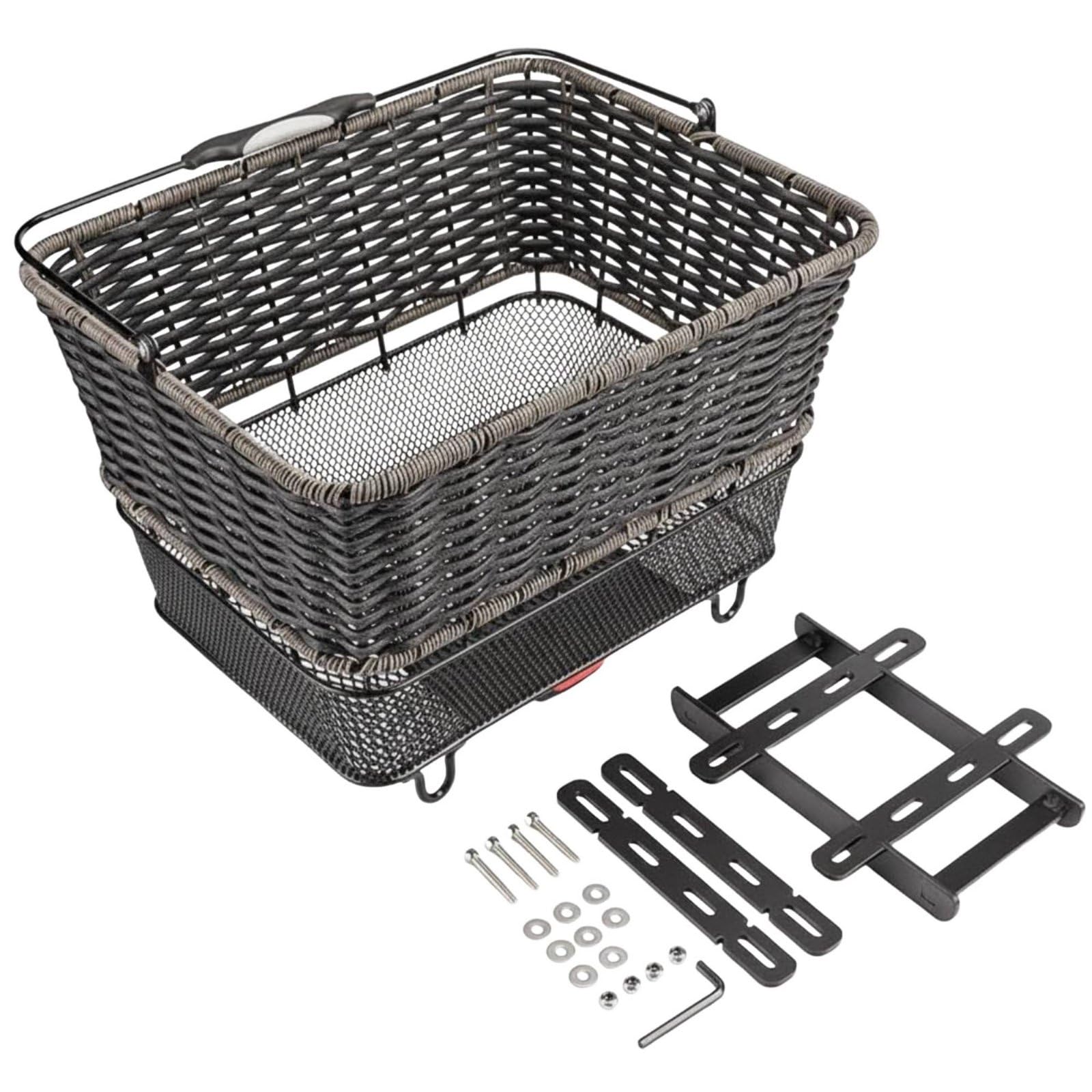perfk Cestino Posteriore Bicicletta Struttura Ferrosa Fondo Reticolato Rattan Plastico d'Imitazione Liner Impermeabile Protettivo Rilascio Rapido per Professionisti Trasporto Oggetti