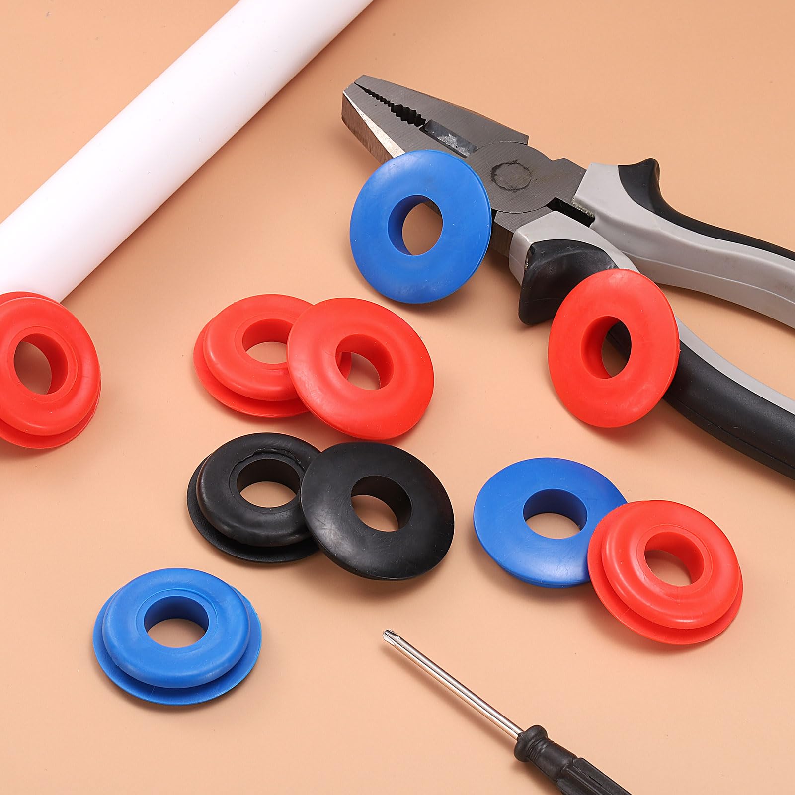 QUARKZMAN 20 Pz Guarnizione per Presa d'Aria, Guarnizioni in Gomma TPE Elastiche per Camion Semi Rimorchi Parti Tubo Freno Aria (Rosso/Blu)